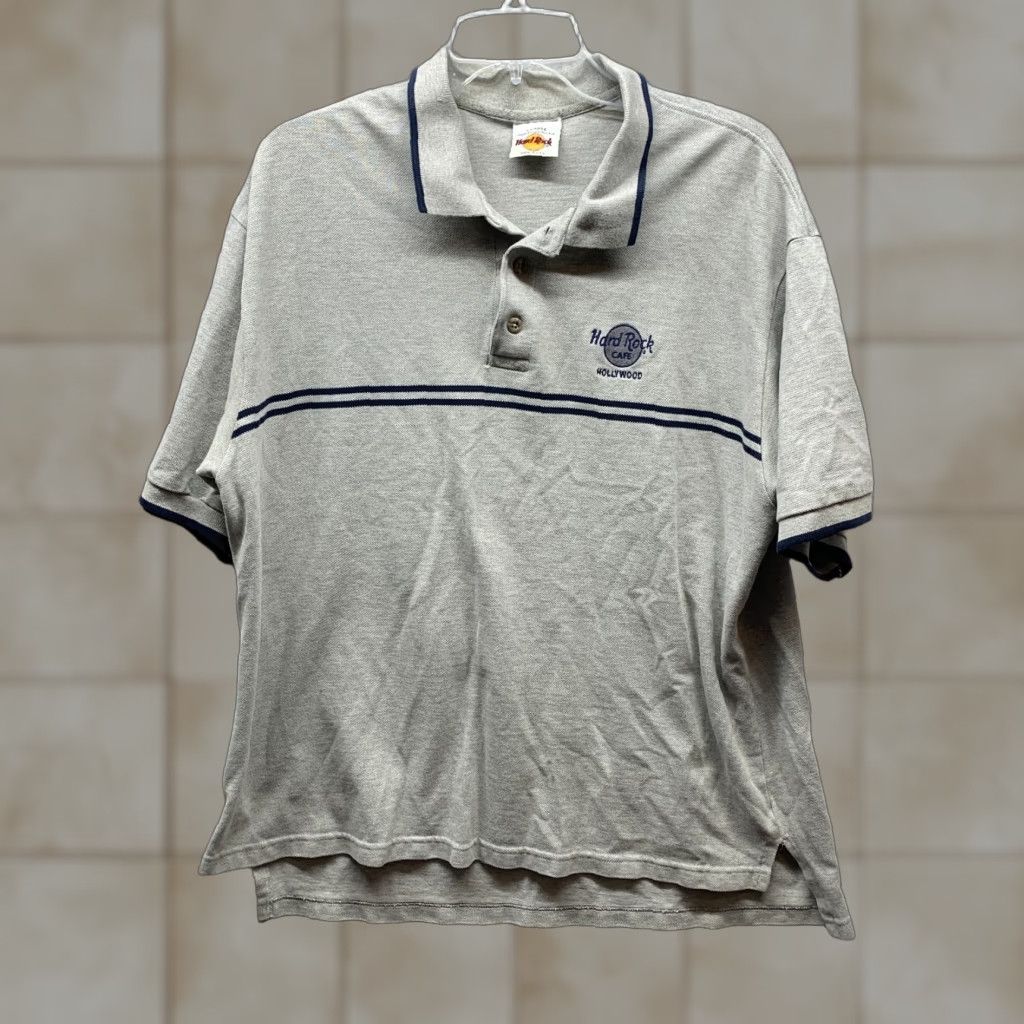 Hard Rock Cafe VINTAGE Hard Rock Polo Shirt XL Gray Mens Polo 90s Short Sleeve Collared Shirt Size US XL / EU 56 / 4 - 1 Thumbnail