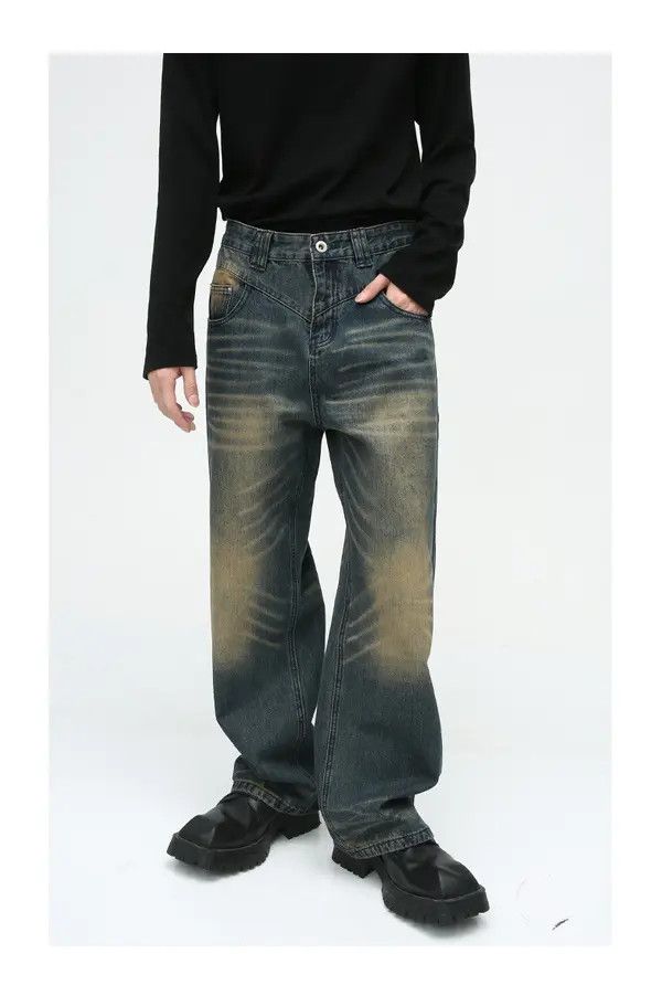 VIBE American style washed vintage distressed whisker jeans y2k Size US 32 / EU 48 - 2 Thumbnail
