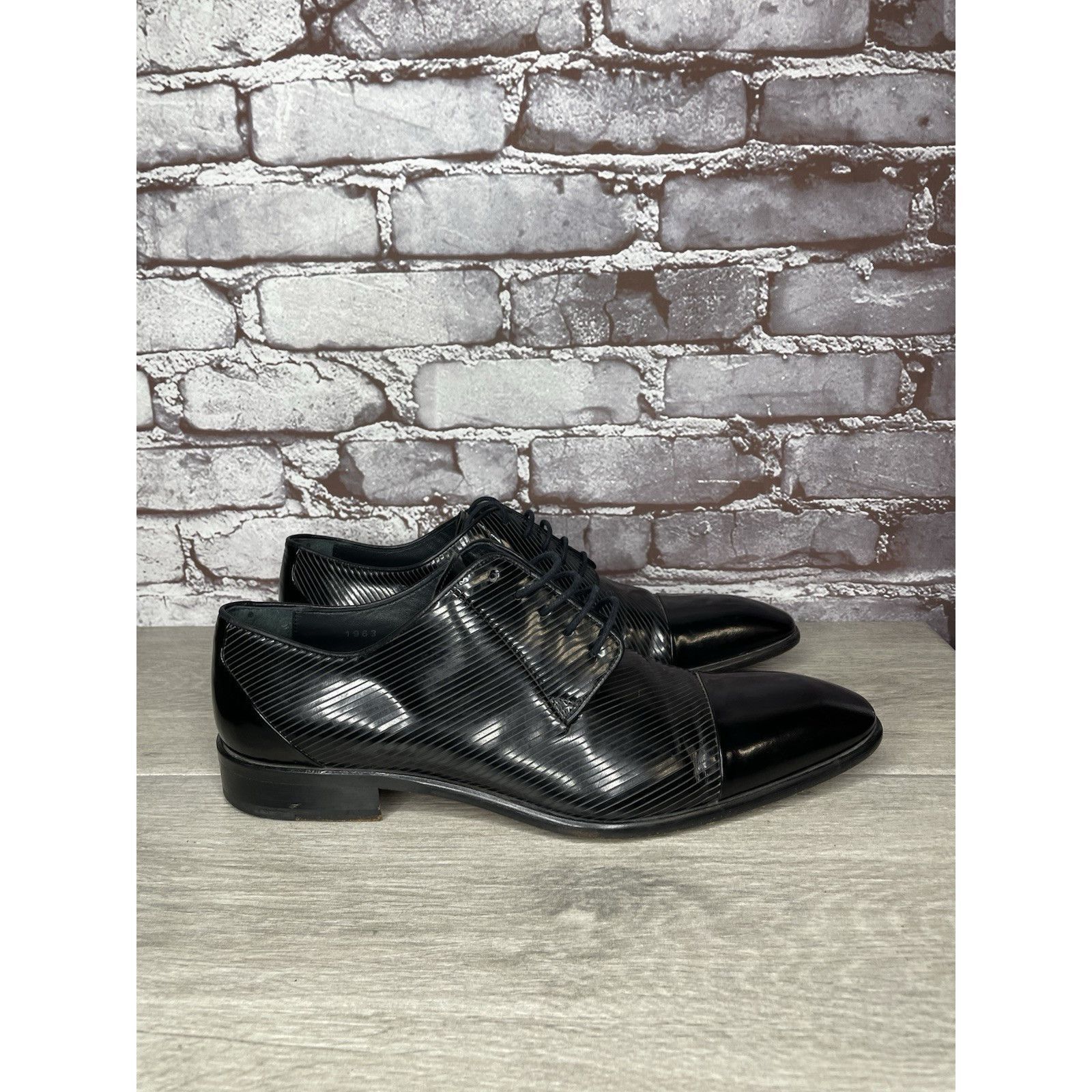 Other F. Crunell Vero Cuoio Black Leather Cap Toe Designer Dress S Size US 9 / EU 42 - 13 Thumbnail