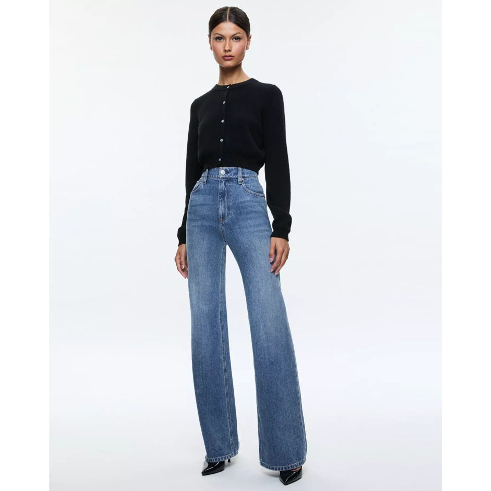 Alice + Olivia Alice and Olivia Women Avery Blue Wide Leg Jeans Size 25 Size 25" / US 0 / IT 36 - 4 Thumbnail