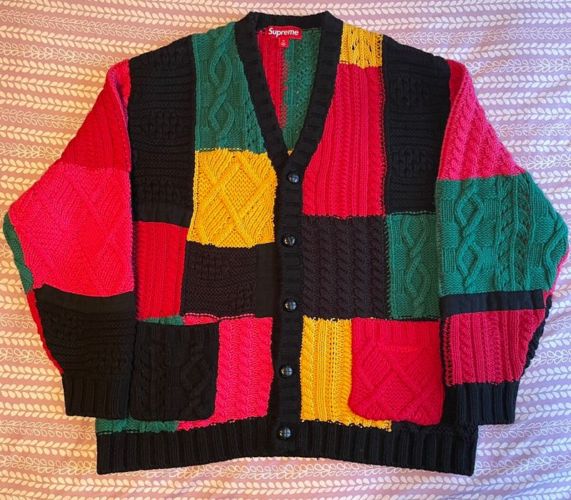 Supreme Supreme Patchwork Cable Knit Cardigan | Grailed