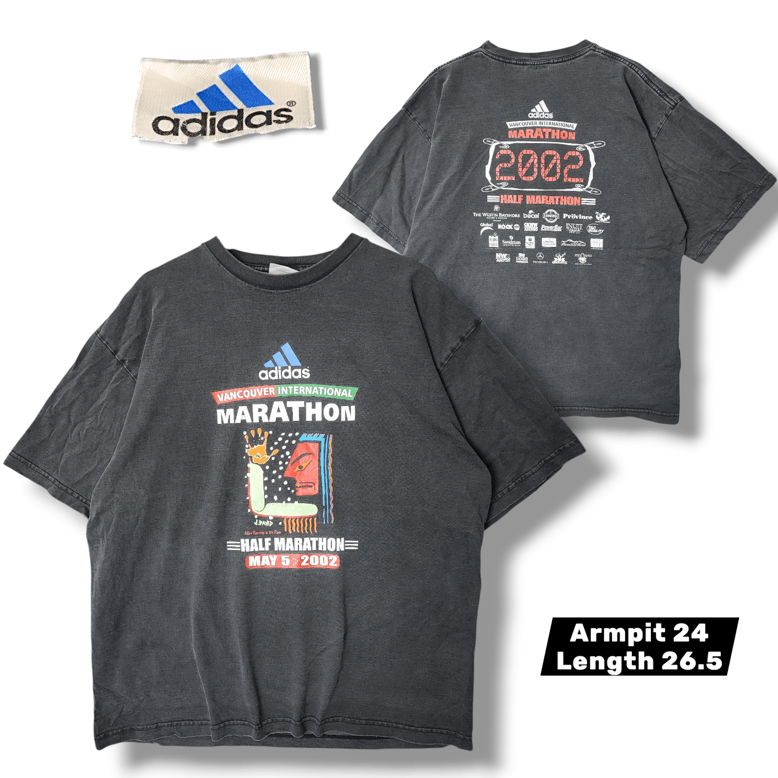 Adidas Adidas Vintage Tshirt Marathon Size US L / EU 52-54 / 3 - 1 Thumbnail