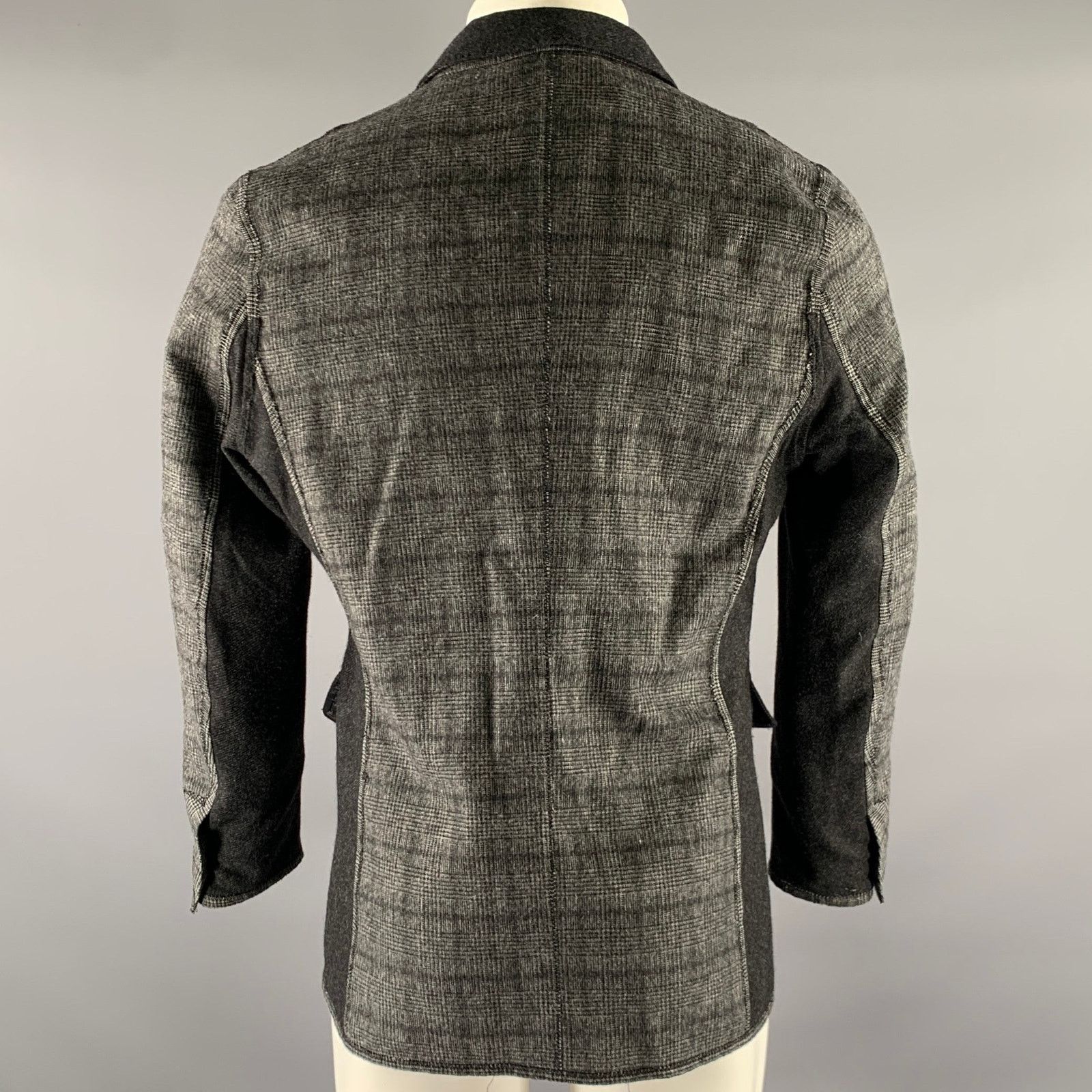Other ABITO SARTORIALE L Grey Plaid Colorblock Wool Sport Coat Size US L / EU 52-54 / 3 - 4 Thumbnail