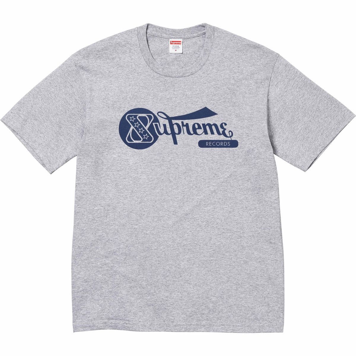 Image of Supreme Records Logo Tee Short Sleeve Grey T-Shirt , Men's (Size 2XL)