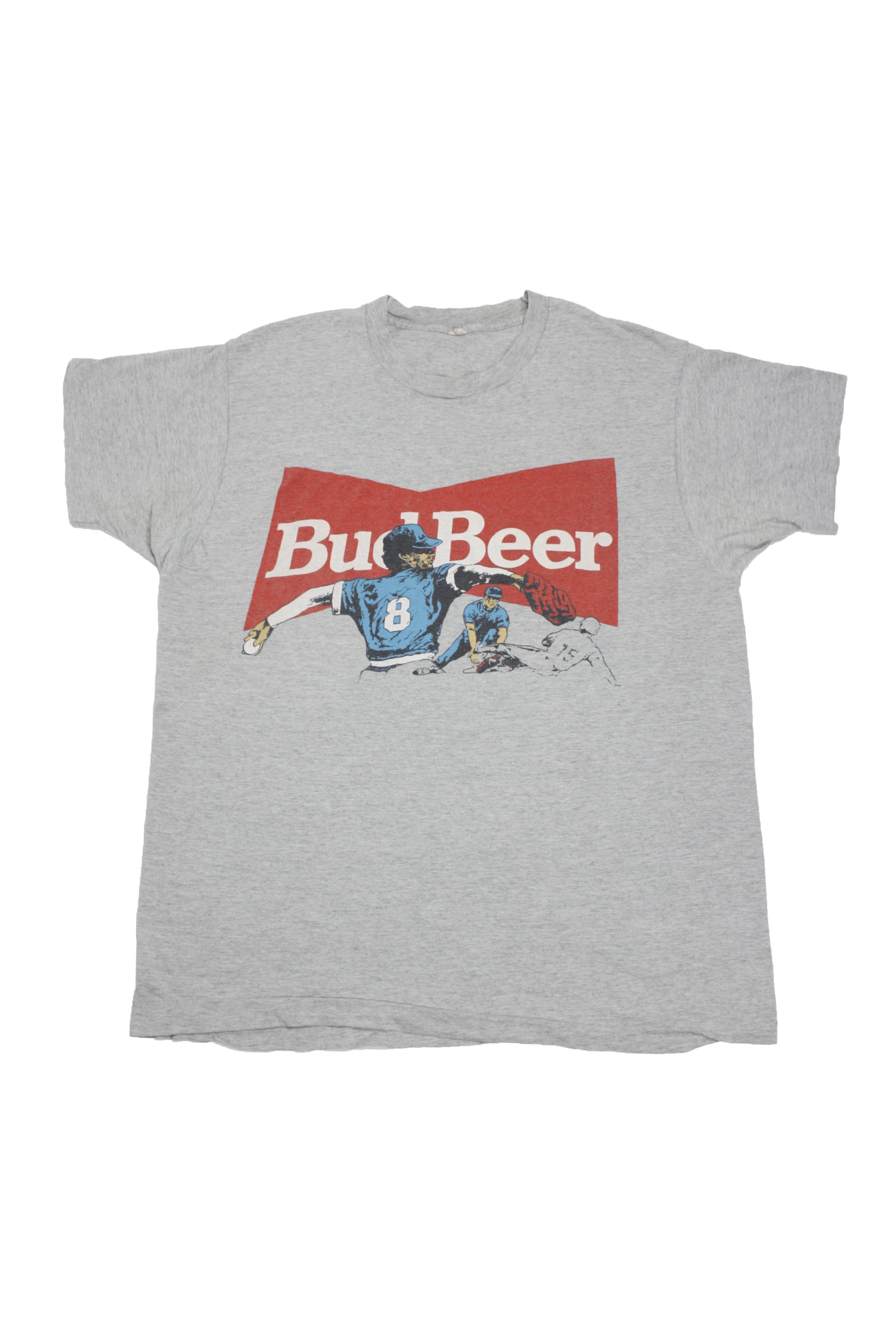 Budweiser × Vintage Bud Beer 80s-90s Baseball Print Single Stitch T-Shirt Size US M / EU 48-50 / 2 - 1 Thumbnail