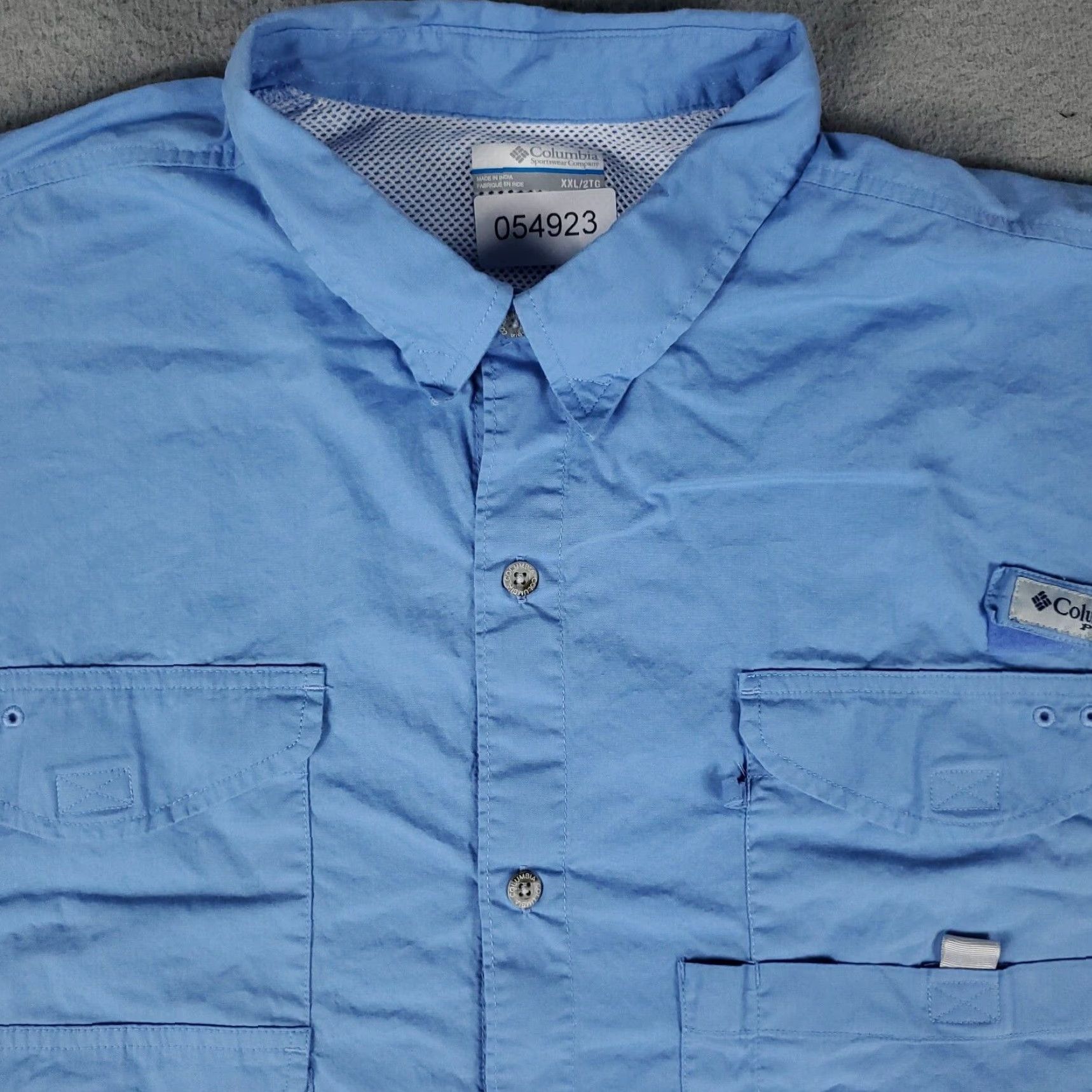 Vintage Columbia Shirt Mens 2XL Blue PFG Button Up Short Sleeve Collared Pocketed Regular Wearable Vented Novelty? Size US XXL / EU 58 / 5 - 2 Thumbnail