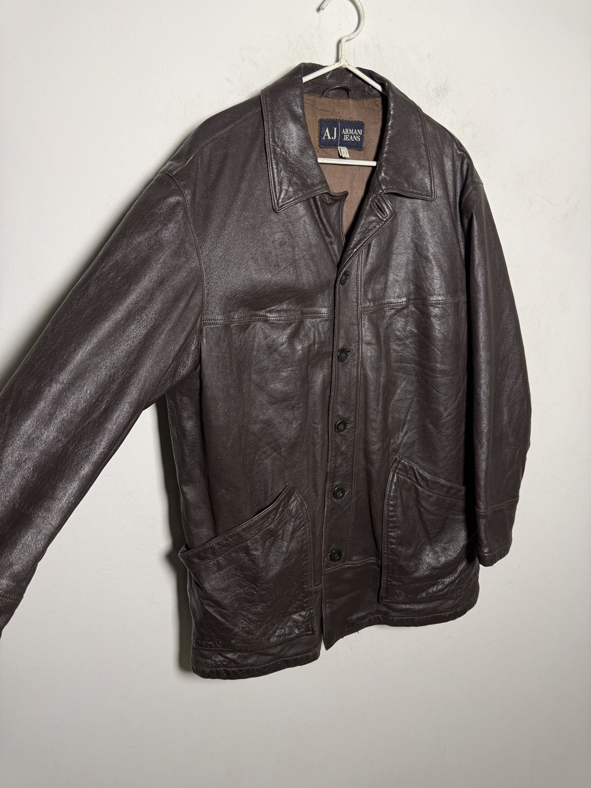 Giorgio Armani Vintage Armani Jeans brown leather jacket Size US L / EU 52-54 / 3 - 4 Thumbnail