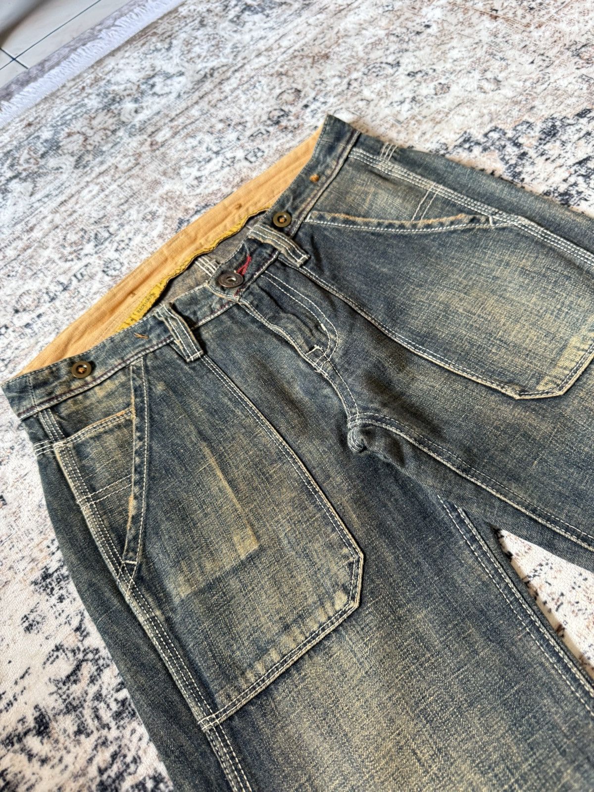 Hysteric Glamour Back Number Japan Mud Wash Patina Fade Baker Flared Jeans Size US 29 - 4 Thumbnail