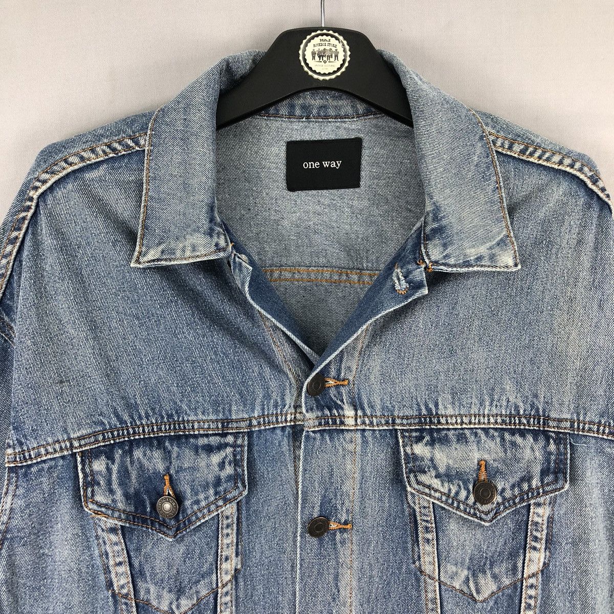 Japanese Brand Vintage Trucker Jacket Light Blue Denim by One Way Size US L / EU 52-54 / 3 - 7 Thumbnail