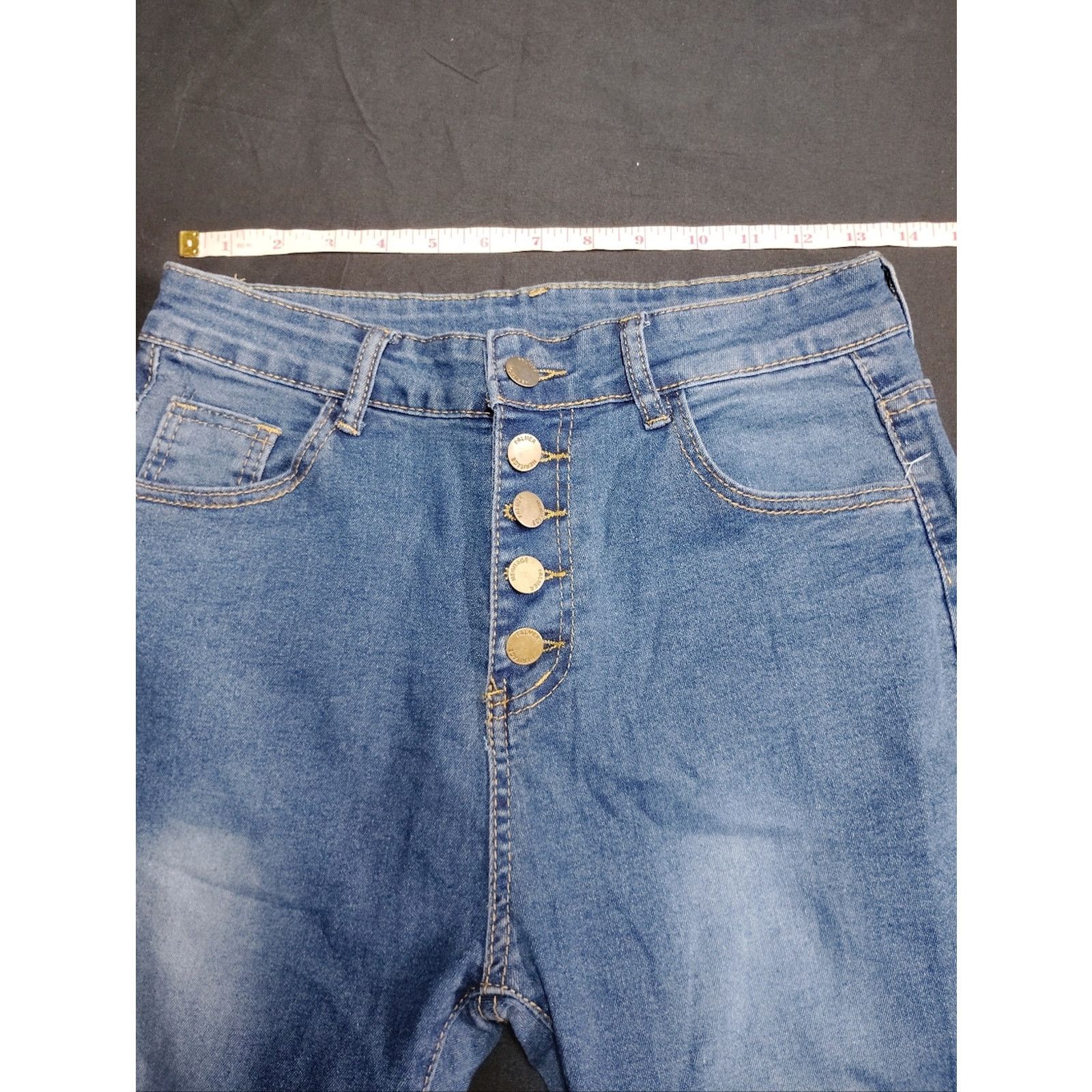 0 Light Blue High-Waist Women's Jeans with Button Fly Size 27" / US 4 / IT 40 - 4 Thumbnail