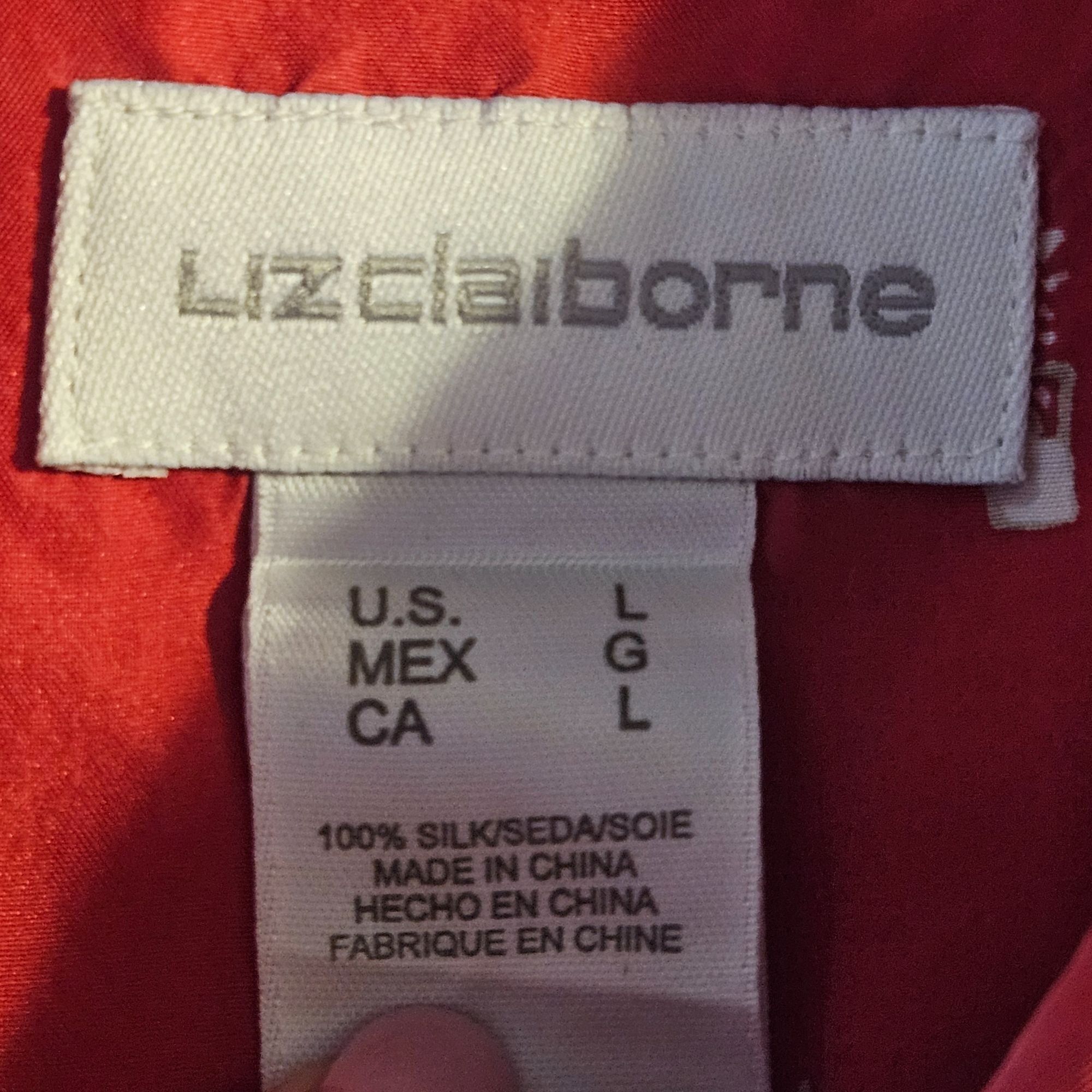 Liz Claiborne Liz Claiborne Women 100% Silk Red Short Sleeve Shirt Tropica Size L / US 10 / IT 46 - 4 Thumbnail