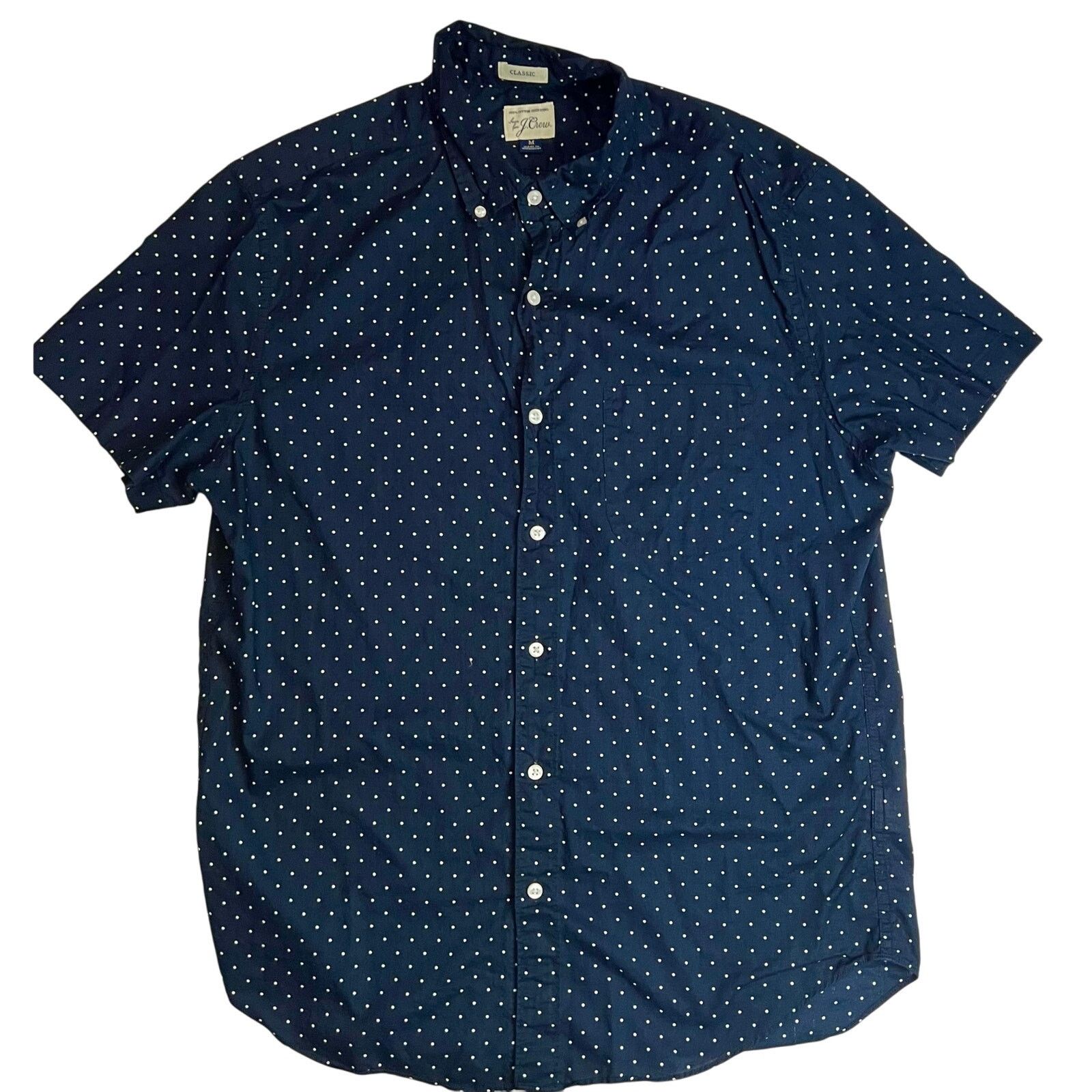 J.Crew J.Crew Classic Fit Polka Dot Short Sleeve Shirt Navy Blue Size US M / EU 48-50 / 2 - 9 Thumbnail