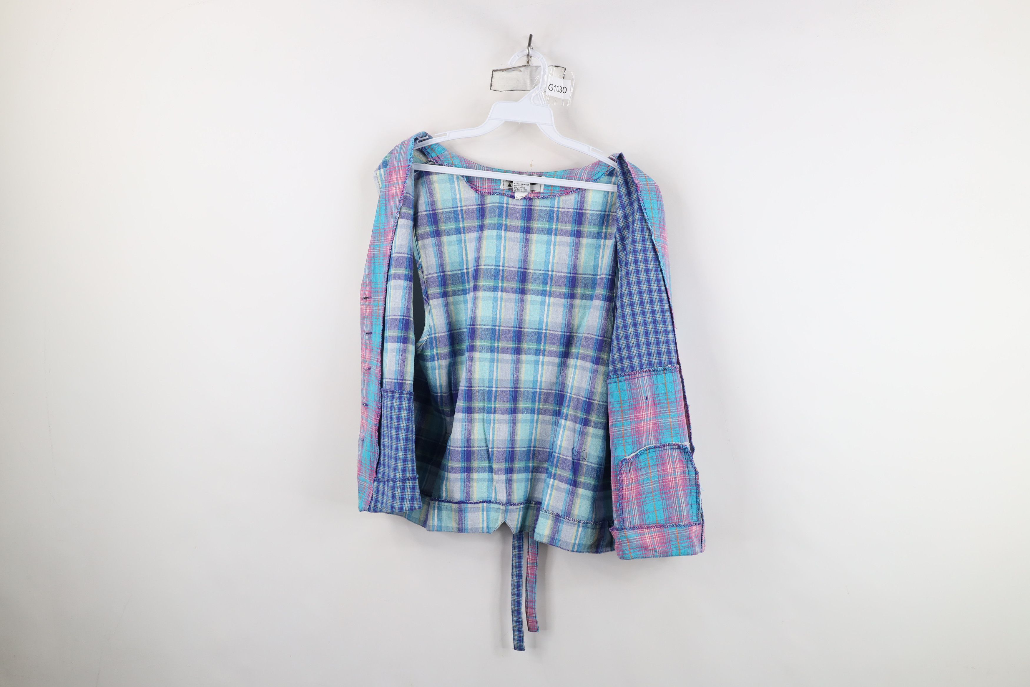 Vintage Vintage 90s Streetwear Linen Blend Tie Back Vest Jacket Size L / US 10 / IT 46 - 8 Thumbnail