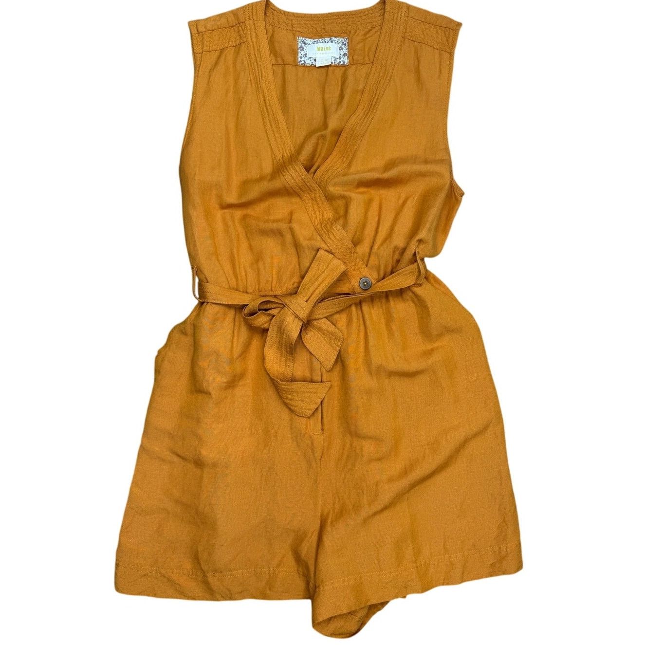 Anthropologie Anthropologie Maeve Luana Romper Size 14 Mustard Yellow Size 36" / US 14 / IT 50 - 4 Thumbnail