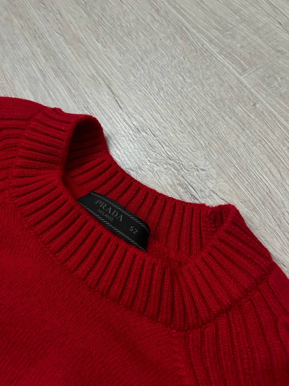 Prada Prada Milano Red Wool Knitted Raglan Logo Sweater Size 52 Size US M / EU 48-50 / 2 - 4 Thumbnail