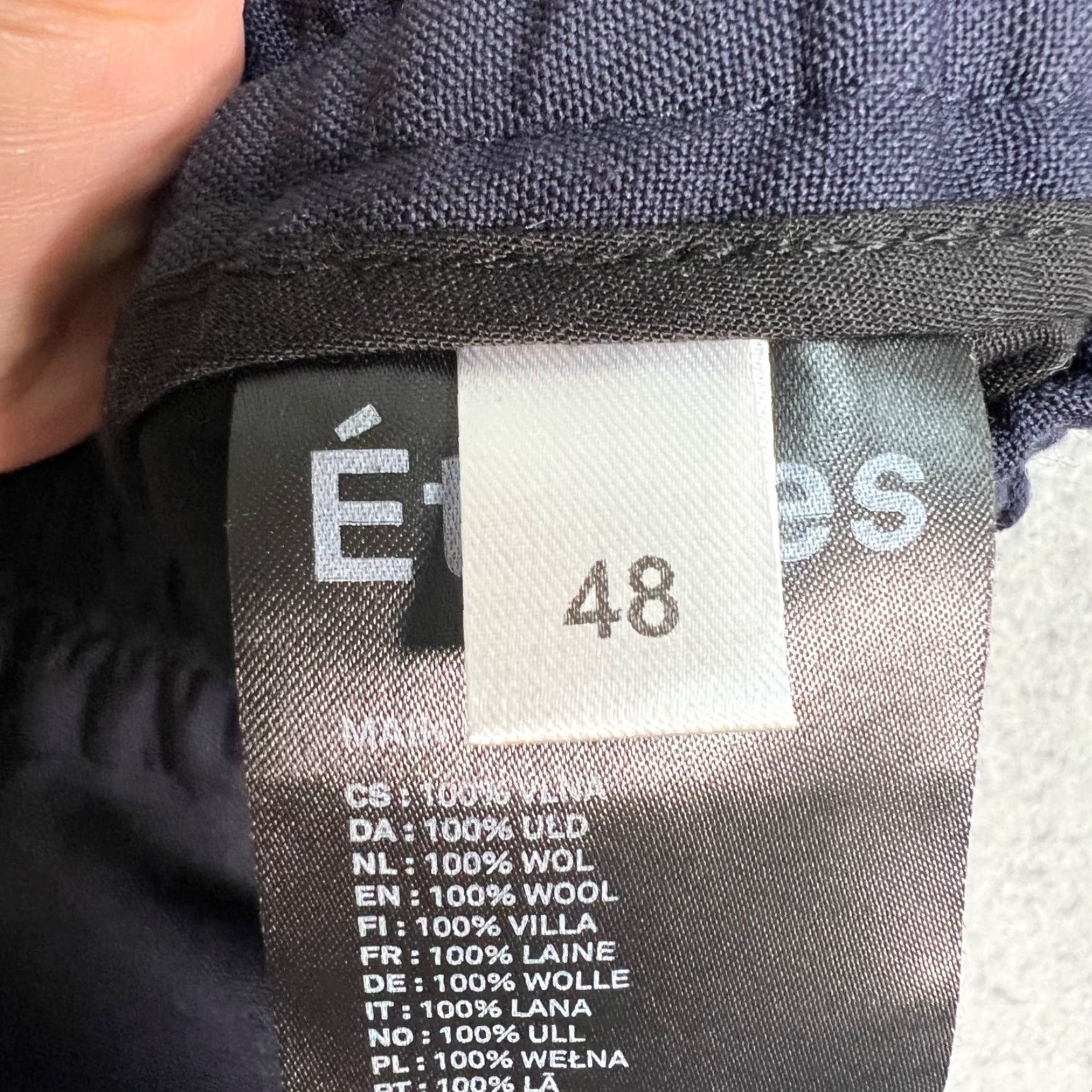 VINTAGE Études Navy Wool Pants 48 Men's Wool Chino Flat Front Relaxed Fit Elastic Waistband With Pocket size 48 Navy Mens Pants 90s (if applicable)