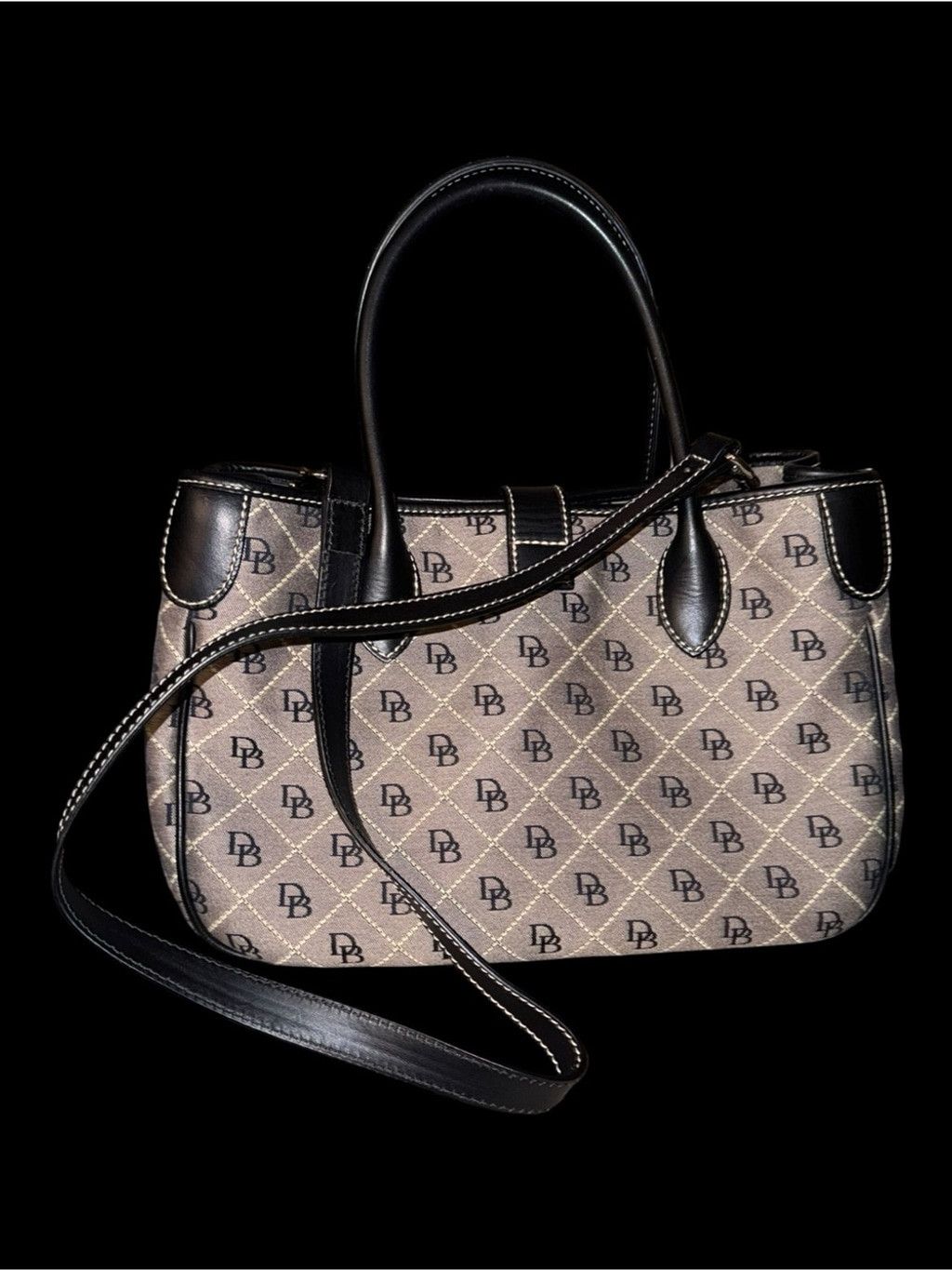 Dooney & Bourke Dooney & Bourke Black Monogram Satchel with Black Trim Size ONE SIZE - 2 Thumbnail