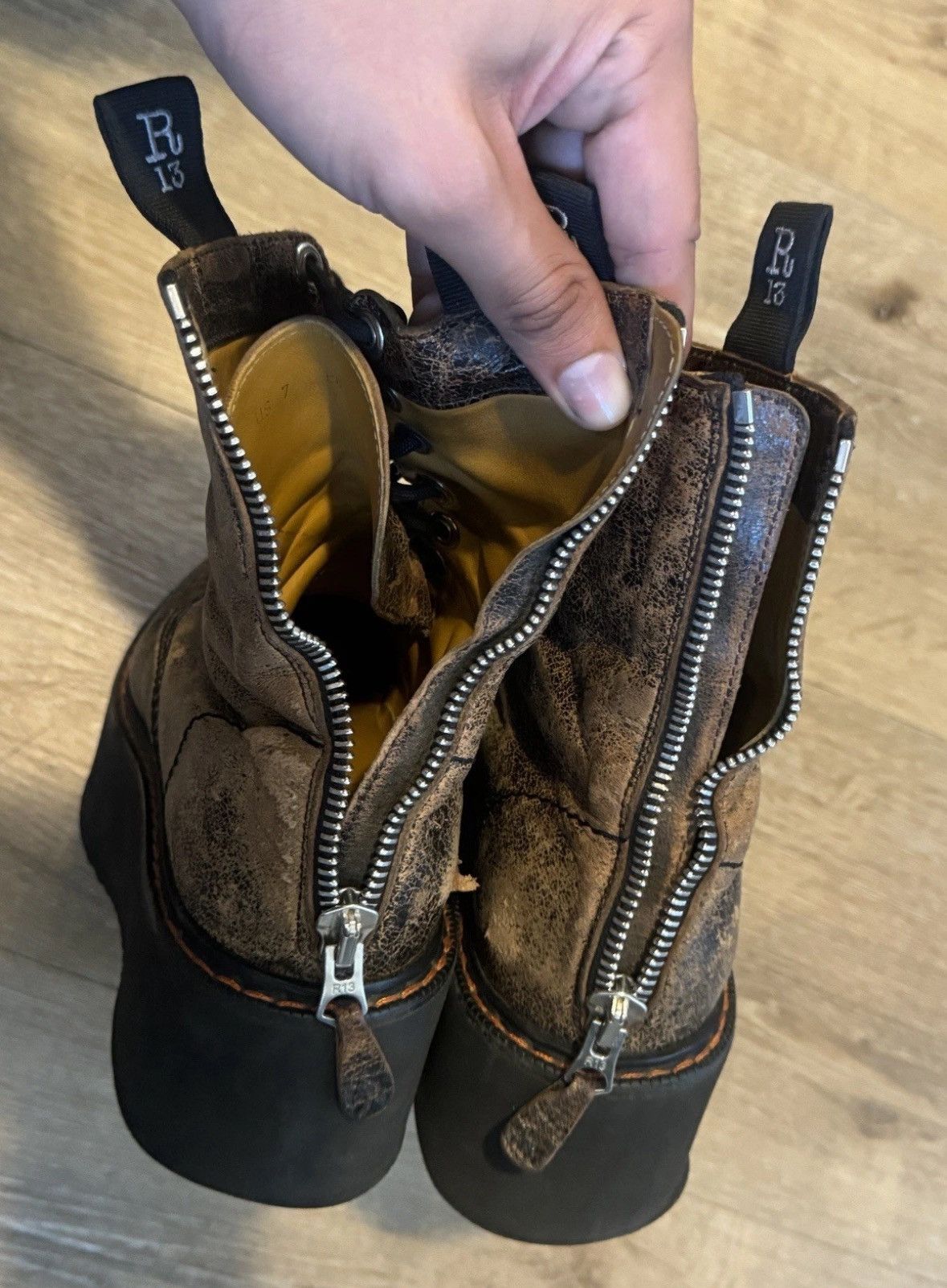 R13 R13 Distressed Leather Double Stack Platform Boots EU 37 Size US 7 / IT 37 - 2 Thumbnail