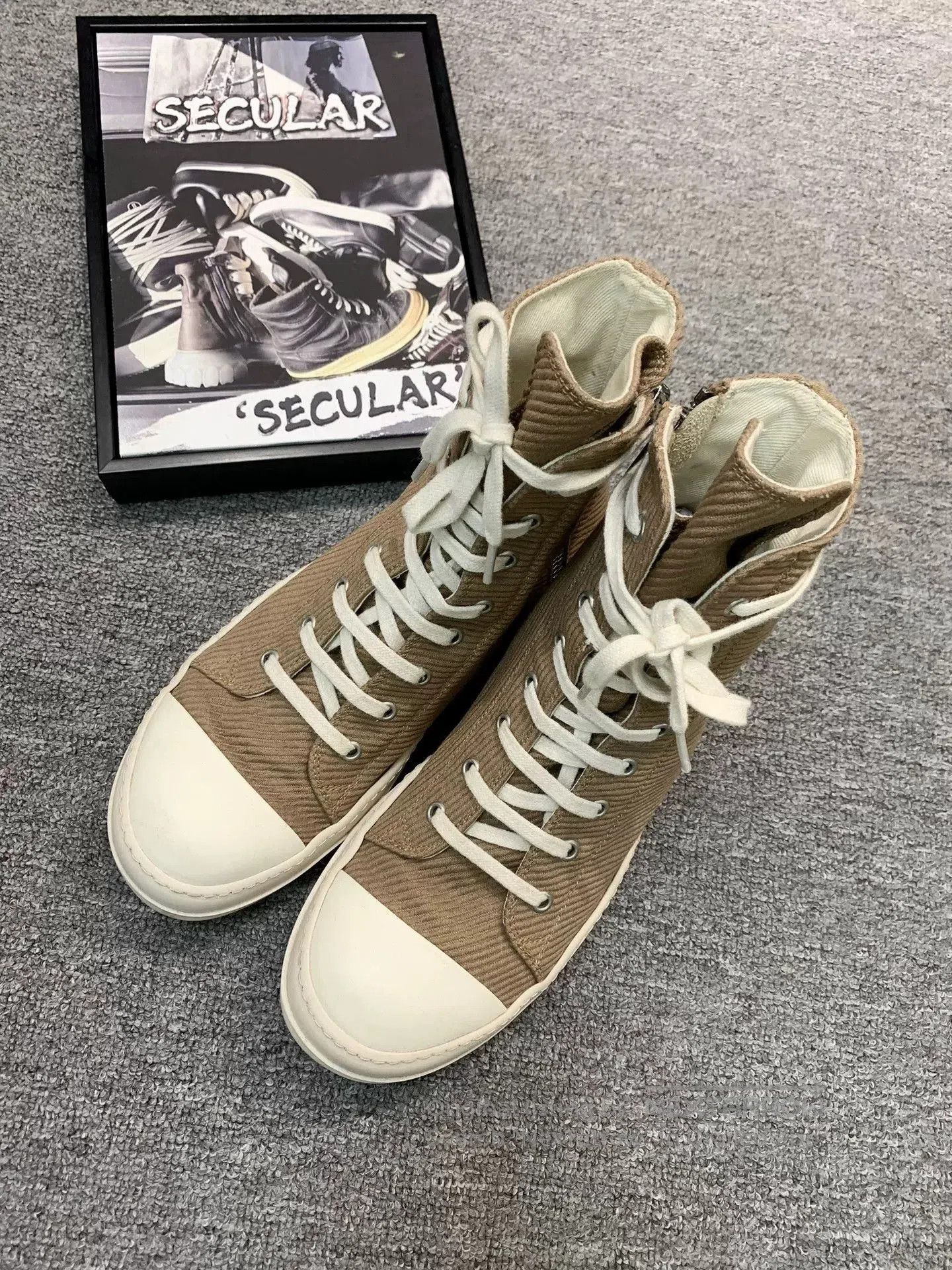 Rick Owens rick owens brown canvas high. Size US 10.5 / EU 43-44 - 4 Thumbnail