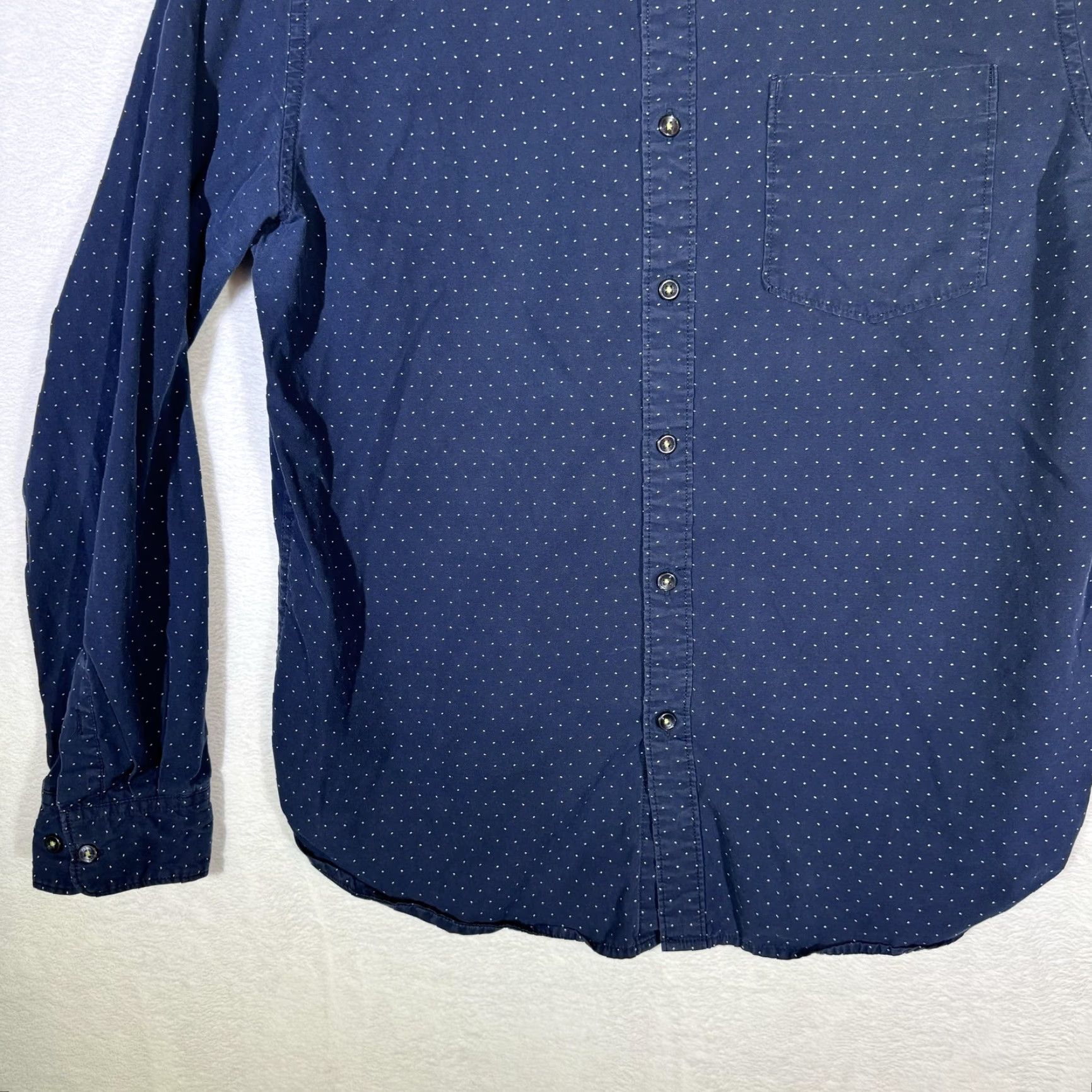 Vintage VINTAGE Cactus Man Shirt Mens Large Slim Fit Button-Down Long Sleeve Polka Dot Blue Dress Shirt Size 42R - 4 Thumbnail