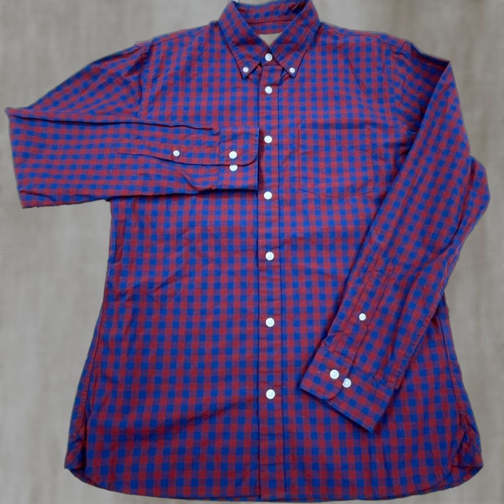 Brooks Brothers Brooks Brothers Shirt Men Medium Red Blue Gingham Check Button Up Dress Poplin Size 40R - 1 Thumbnail