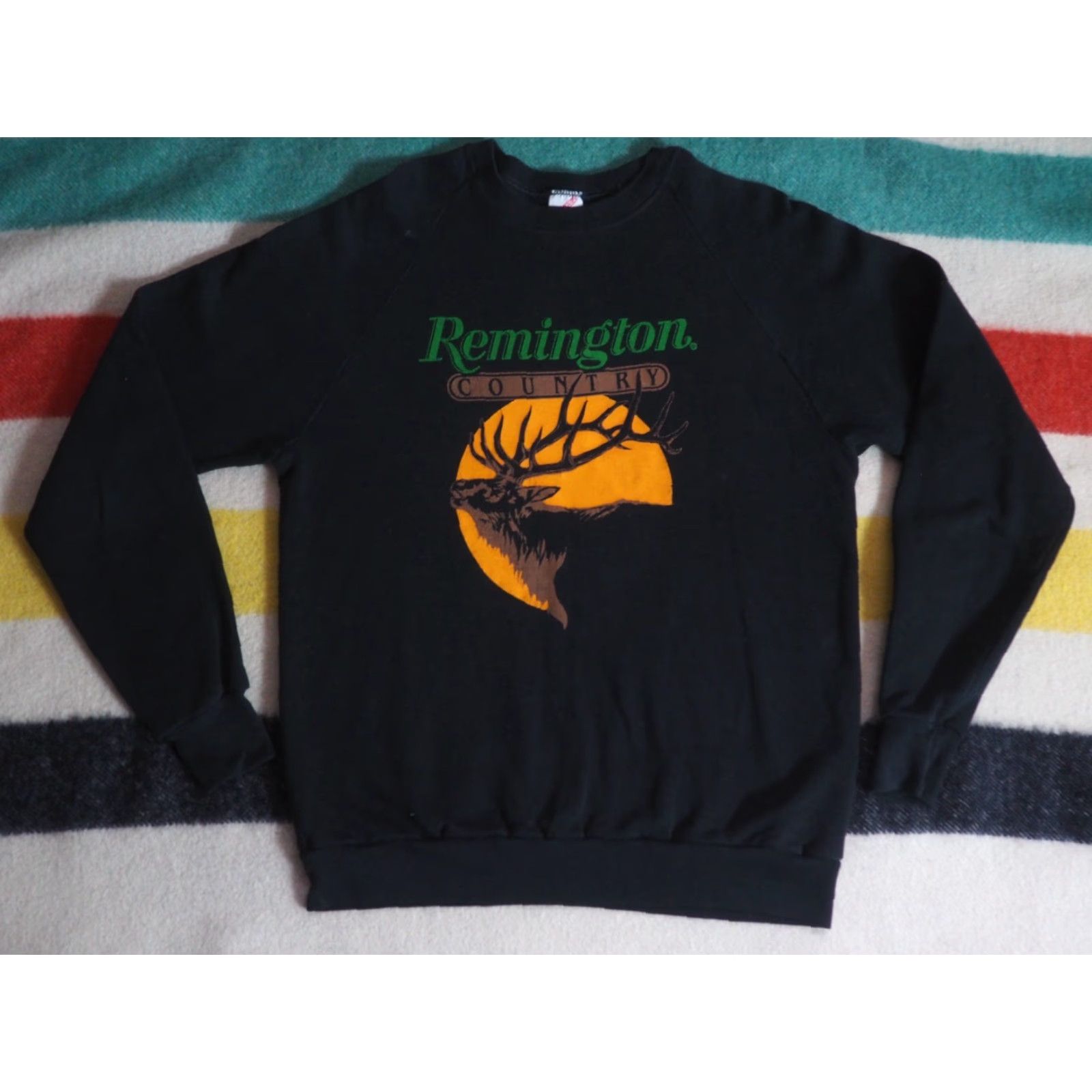 Jerzees VTG Jerzees Pullover Sweatshirt Black M 90s Graphic Print Hunting Remington Elk USA Mens L Size US L / EU 52-54 / 3 - 2 Thumbnail