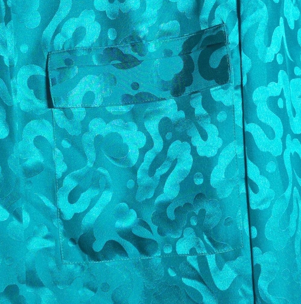 Other Vintage Pat Argenti Silk Sz Patterned Teal Long Sleeve Shir Size XL / US 12-14 / IT 48-50 - 3 Thumbnail