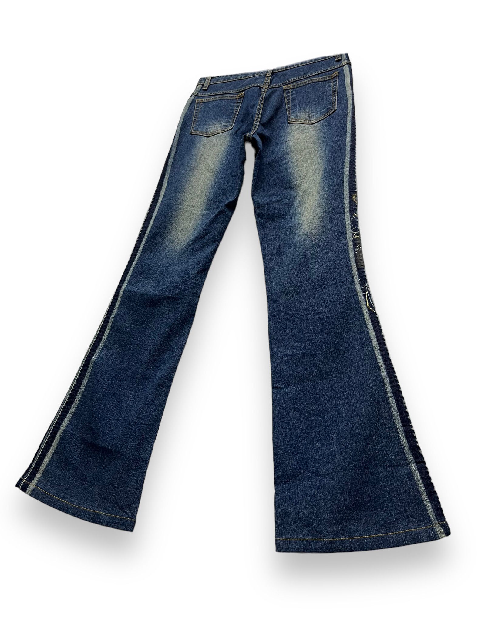 Art Comes First ART💥 CELTA Hand Painting Stretch Denim Flared Size US 29 - 7 Thumbnail