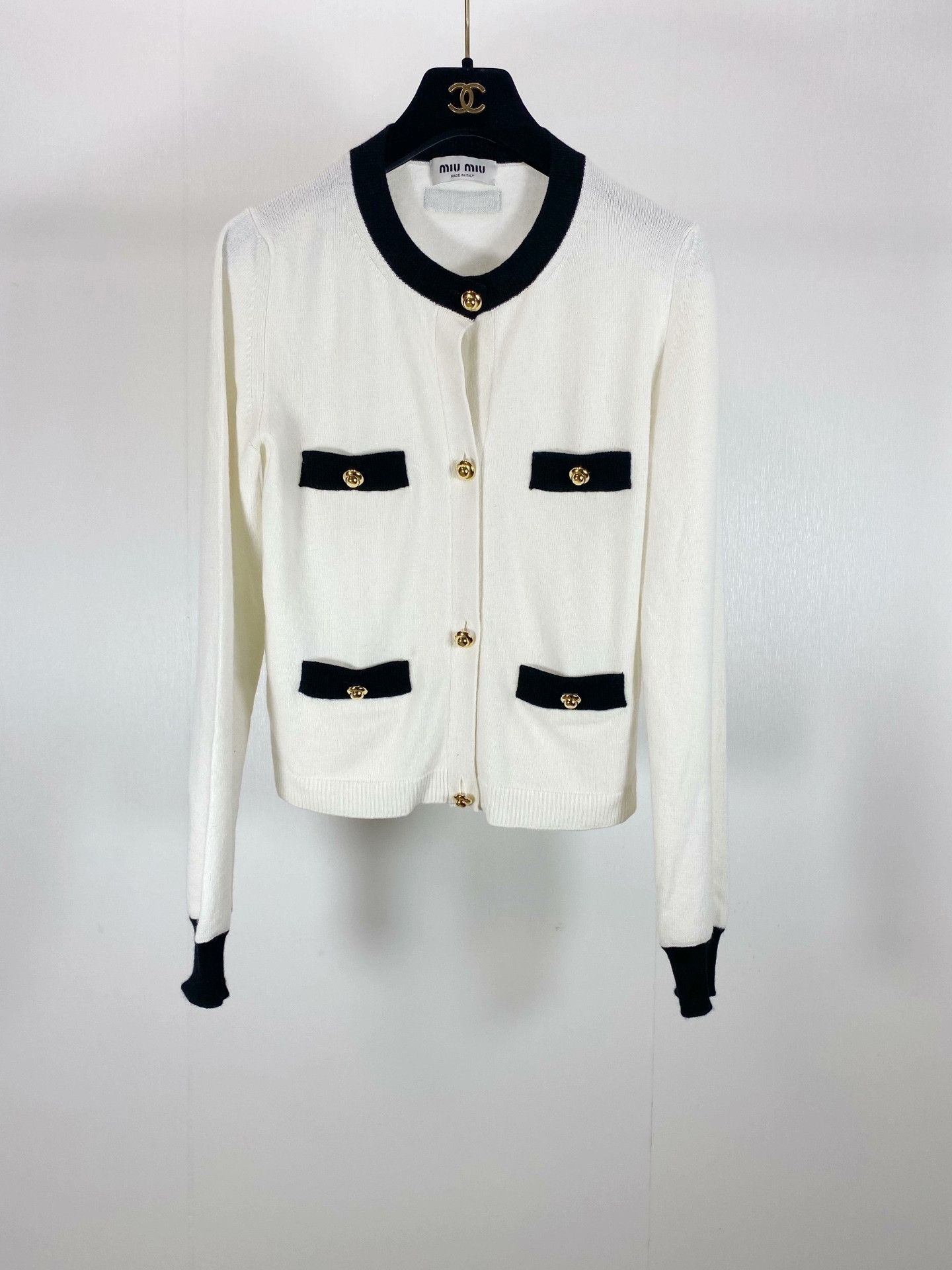 Miu Miu Miu Miu Gold Button Knit Cardigan Size S / US 4 / IT 40 - 1 Thumbnail