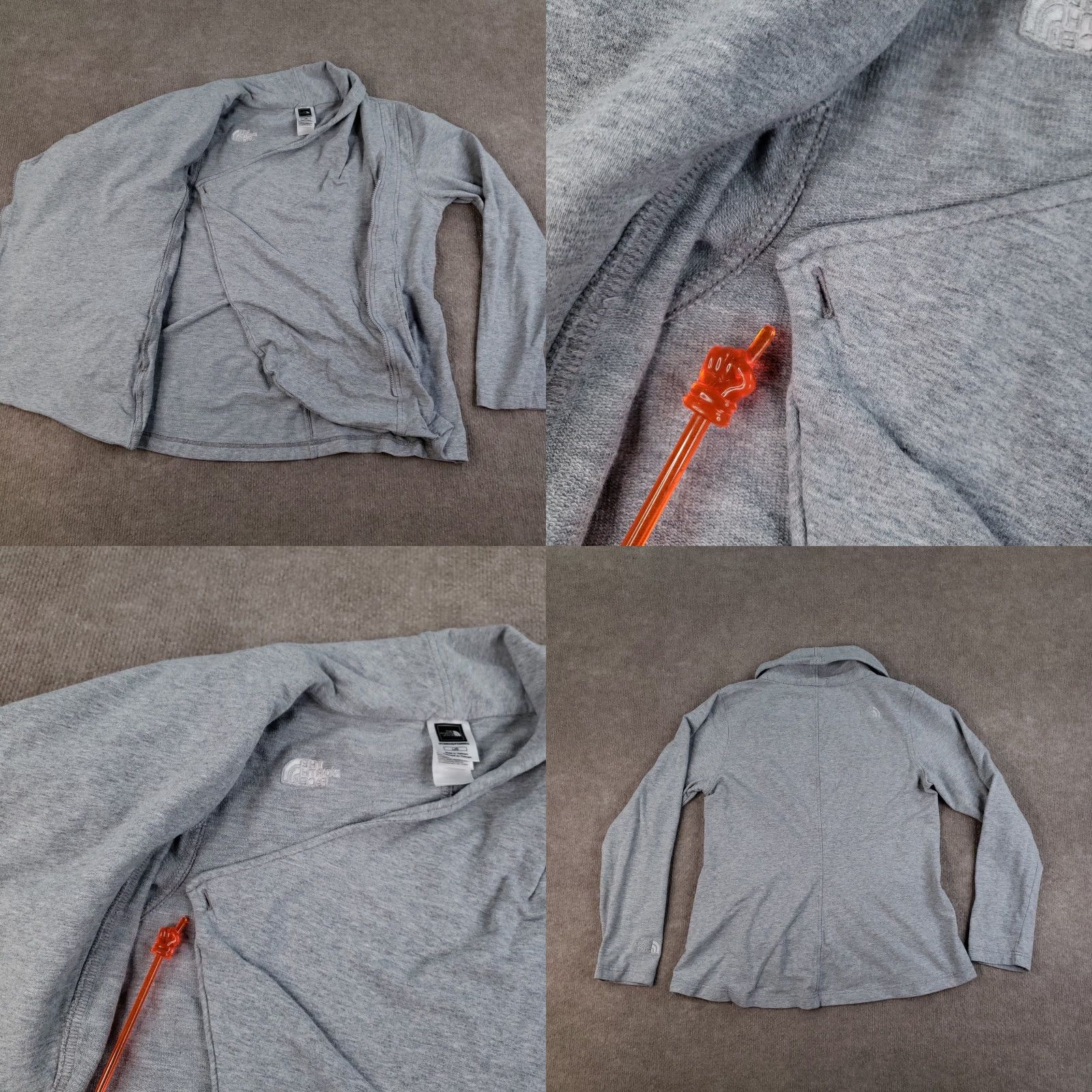 The North Face The North Face Jacket Womens L Gray Asymmetrical Zip Cotton Blend Logo Pockets Size L / US 10 / IT 46 - 8 Thumbnail