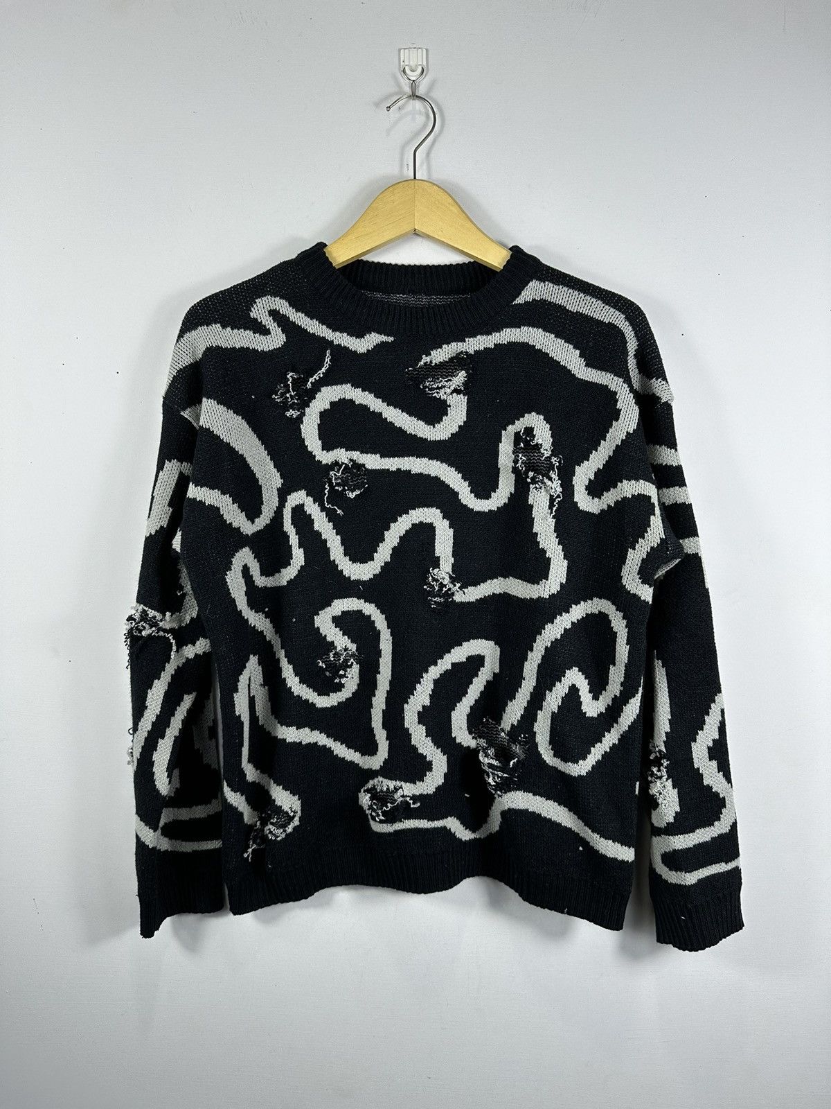 Japanese Brand CRAZY PUNK DISTRESSED UKNOWN BRAND Y2K KNITTED SWEATER Size US M / EU 48-50 / 2 - 3 Thumbnail
