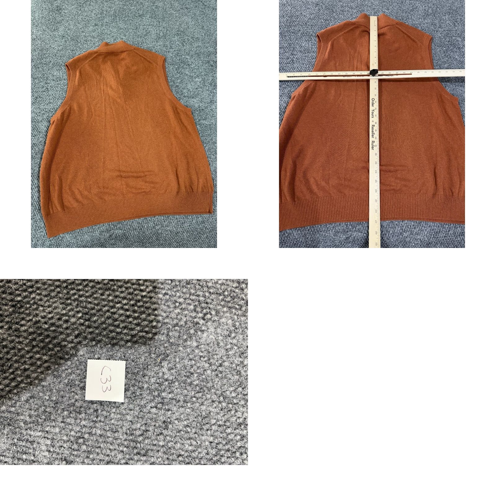 Johnston & Murphy Johnston & Murphy Sweater Vest Mens XL Orange 1/4 Zip Knit Cotton Ribbed Classic Vest Winter Casual Mens XL Orange Knit Vest 1/4 Zip Size US XL / EU 56 / 4 - 8 Thumbnail