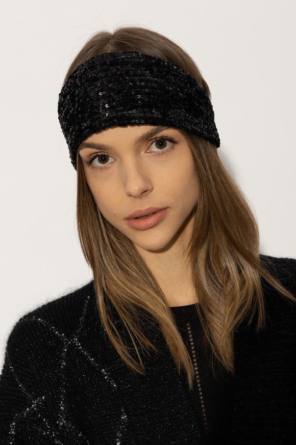 Saint Laurent Paris o1la1rc1a1025 Size: S / Headband in Sequins and Jersey Black Size ONE SIZE - 2 Thumbnail