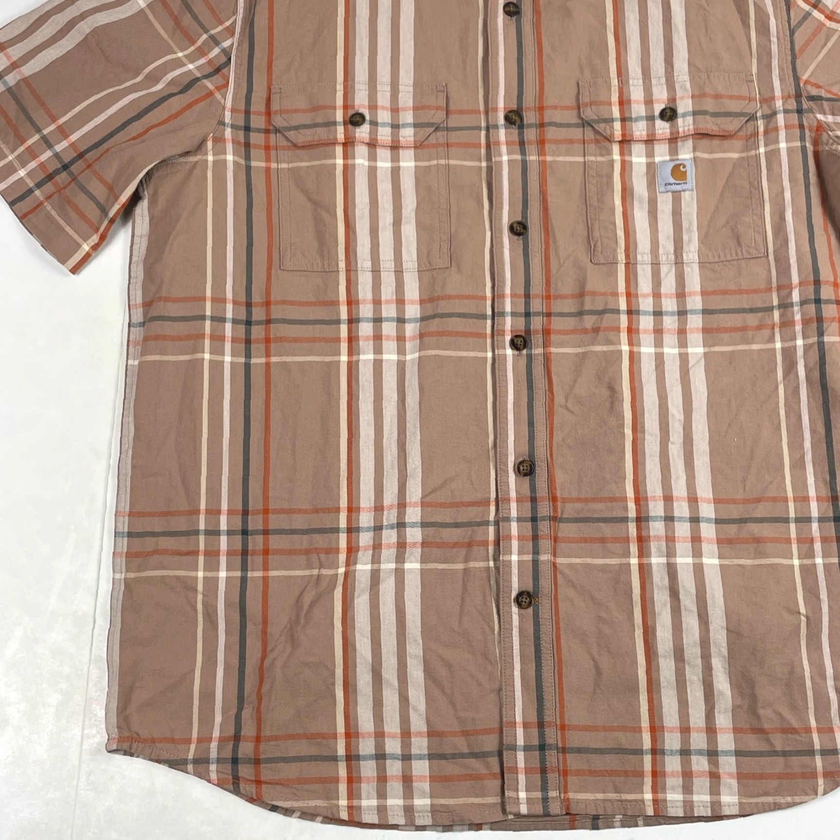 Carhartt VINTAGE Carhartt Shirt Mens Large Orange Relaxed Short Sleeve Button Up Hiking Outdoors Size US L / EU 52-54 / 3 - 5 Thumbnail