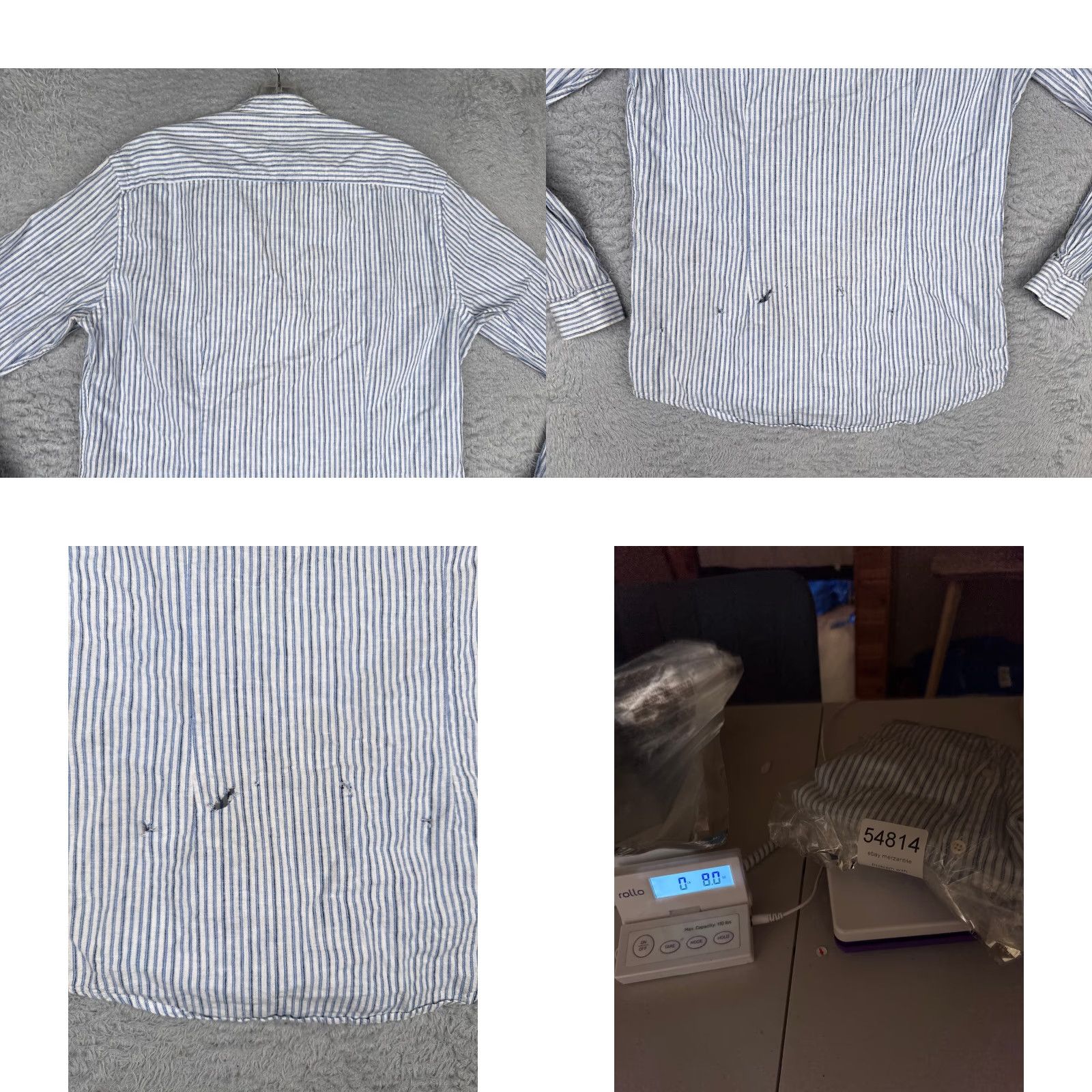 Zara Zara Shirt Women Medium Blue Stripe Button-Up Striped Slim Fit Size M / US 6-8 / IT 42-44 - 9 Thumbnail