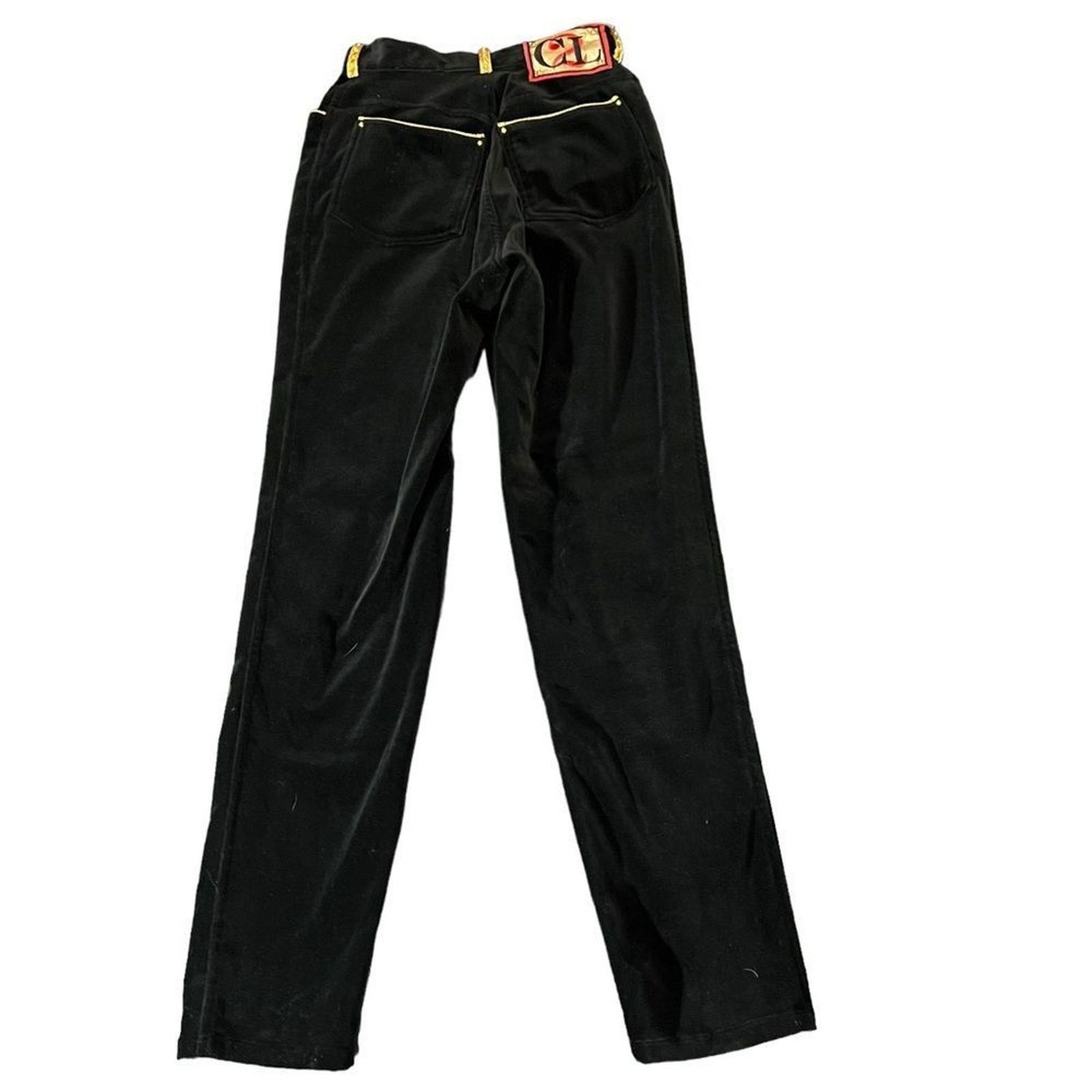 Christian Lacroix Christian Llinares Pants Womens 28 Black Velvet Straight Size 28" / US 6 / IT 42 - 8 Thumbnail