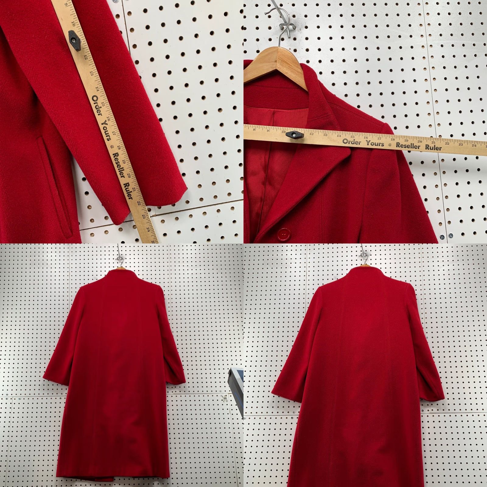 Vintage VINTAGE Manchester Coat Womens 12 Red Wool Overcoat | 100% Wool | Trench | Long Sleeve | Button Size XL / US 12-14 / IT 48-50 - 9 Thumbnail