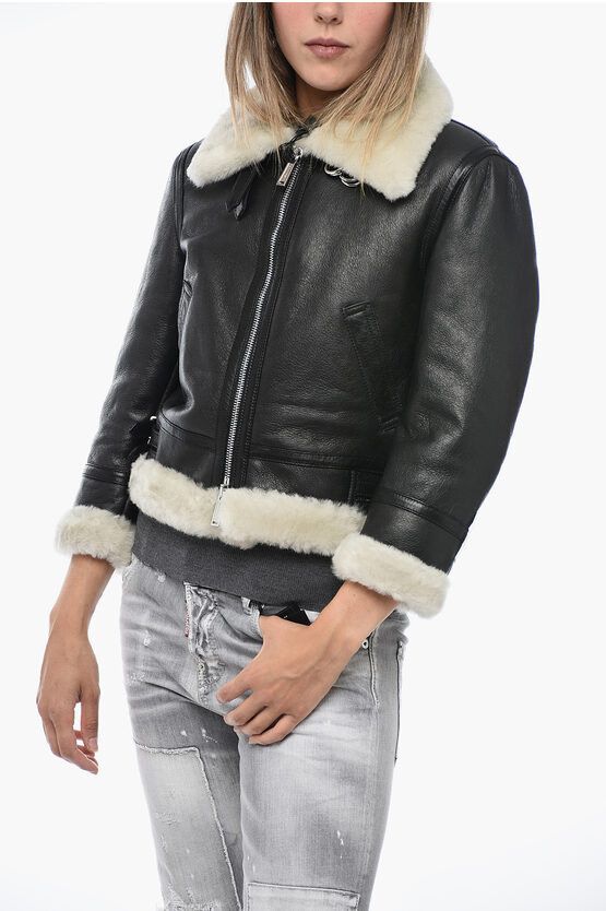Leather Jacket with Shearling Detailing