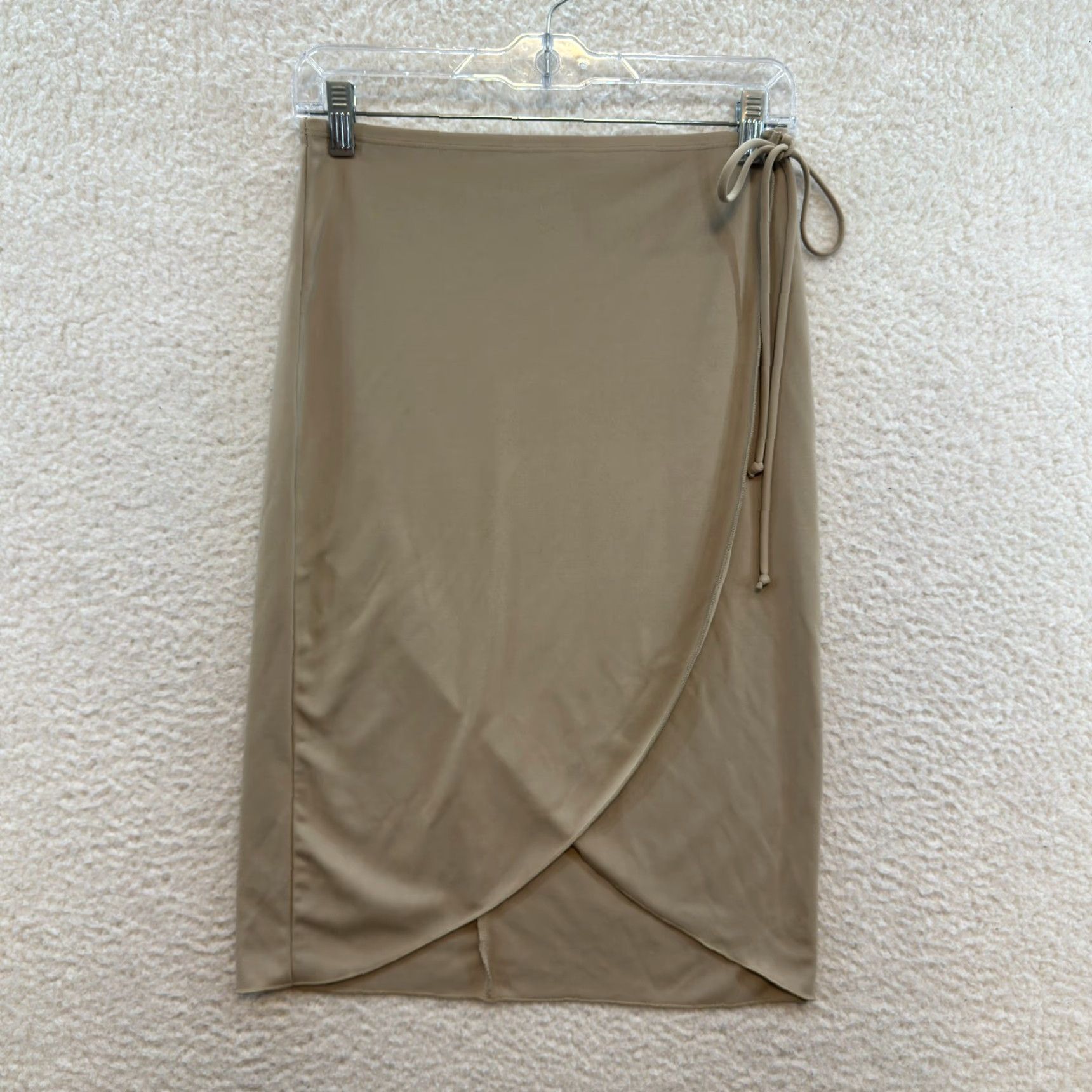 Vintage VINTAGE 90s Y2K Wrap Midi Skirt M Beige Slinky Boho Fairy Grunge Womens Size 32" / US 10 / IT 46 - 2 Thumbnail