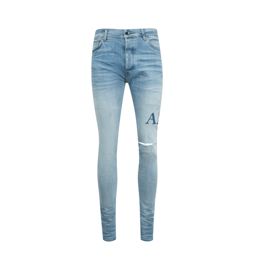 Amiri o1h1sh10525 Starburst Applique Skinny Jeans in Blue Size US 38 / EU 54 - 1 Thumbnail