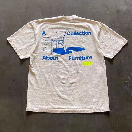 Japanese Brand × Vintage White street washed retro chair print t-shirt Size US M / EU 48-50 / 2 - 1 Thumbnail