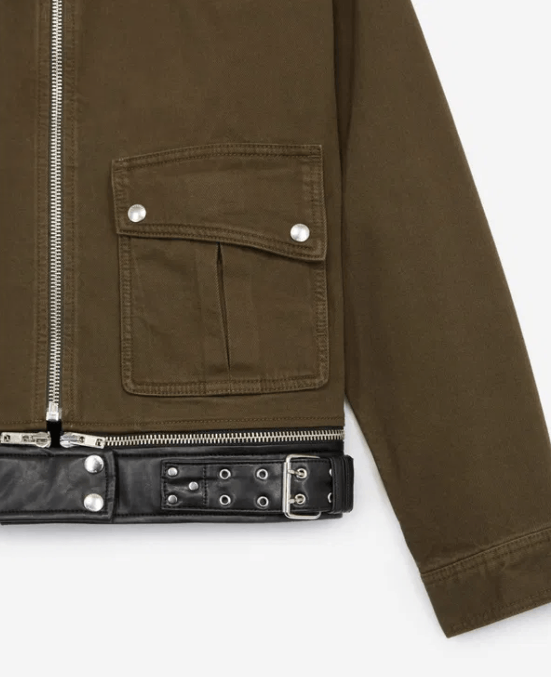 The Kooples The Kooples Green Denim Jacket with Detachable Leather Belt Size S / US 4 / IT 40 - 3 Thumbnail
