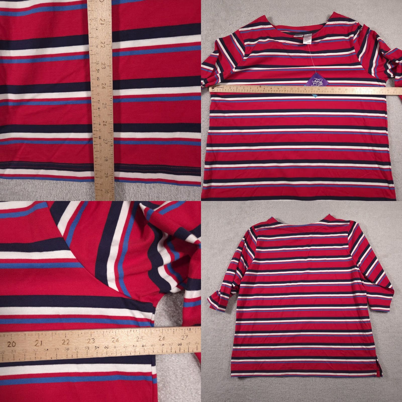 Vintage Just My Size Shirt Womens 18/20 Red Striped 3/4 Sleeve Boat Neck JMS Shirt Women Plus Size Red Striped 3/4 Sleeve Boat Neck JMS Size XXL / US 16-18 / IT 52-54 - 8 Thumbnail