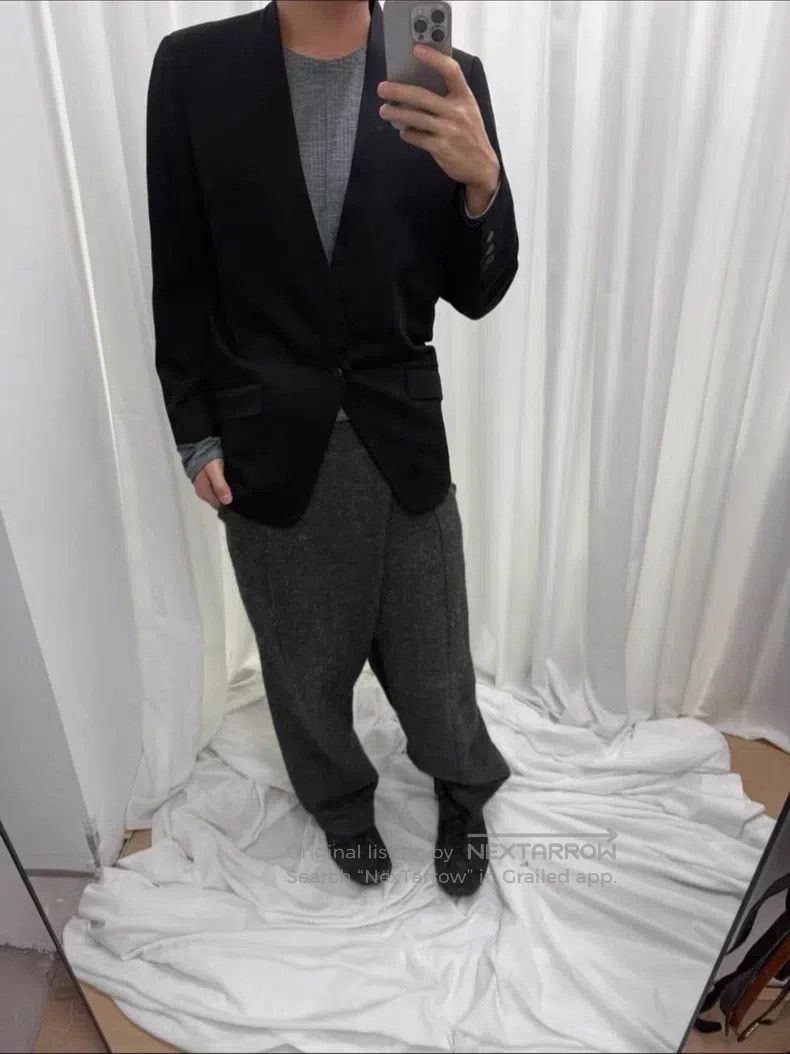 Issey Miyake Issey Miyake Wool Collarless Suit Jacket Size US M / EU 48-50 / 2 - 8 Thumbnail