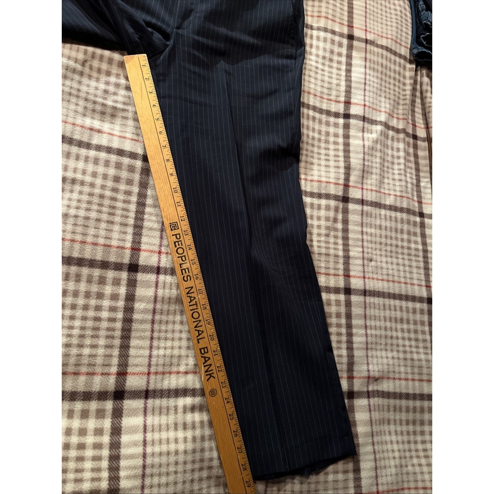Haggar Haggar Vintage Pants Men 36x29 Navy Blue Stripe Dacron Rayon Size US 36 / EU 52 - 4 Thumbnail
