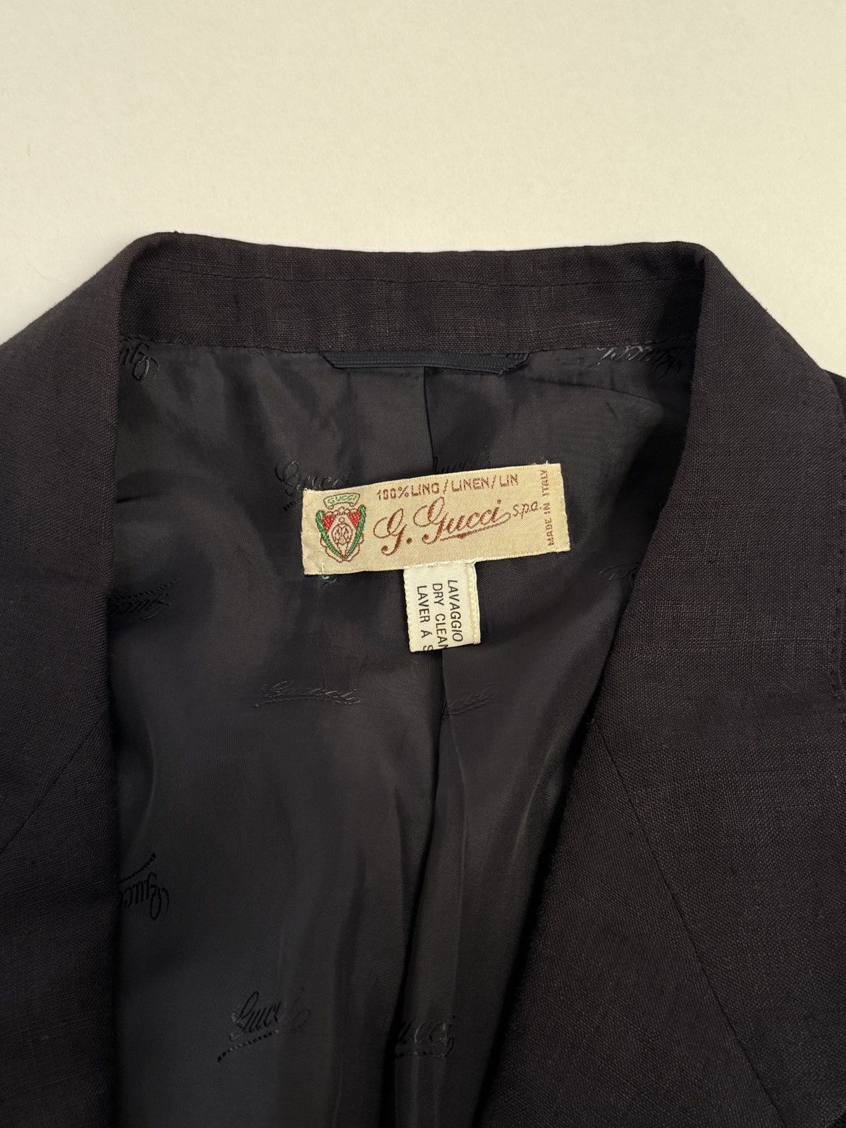 Gucci Gucci 100% Linen Navy Double-Breasted Blazer Size 50R - 4 Thumbnail