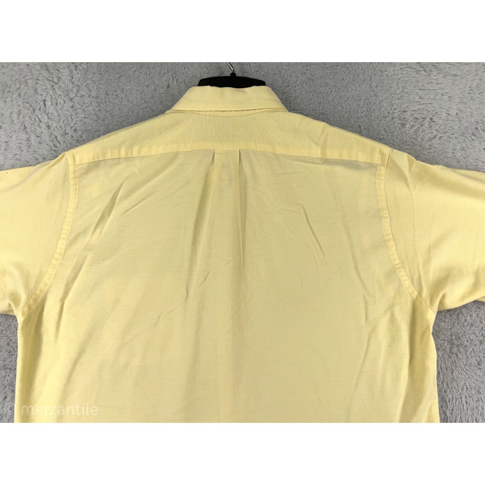 Van Heusen VANHEUSEN Shirt Mens L Yellow Button-Up Collared Oxford Cotton Blend Shirt (Short Sleeve) – Casual Workwear Twill, Regular Size L Mens Size US L / EU 52-54 / 3 - 4 Thumbnail