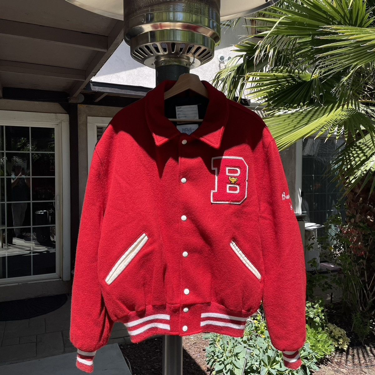 image of Vintage Delong Varsity Jacket in Red, Men's (Size Large)