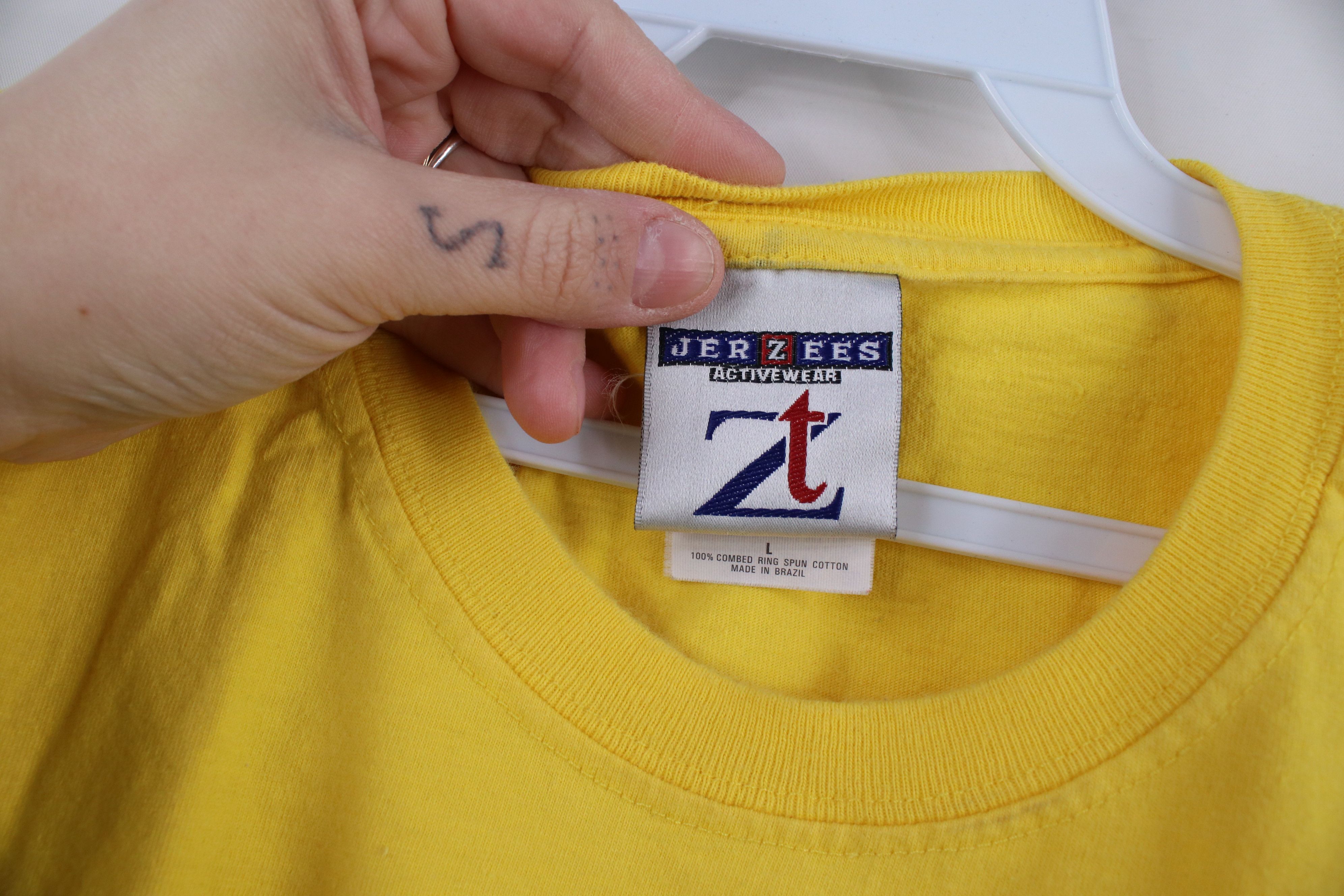 Vintage Vintage 90s Streetwear Blank Heavy Cotton T-Shirt Yellow Size US L / EU 52-54 / 3 - 6 Thumbnail