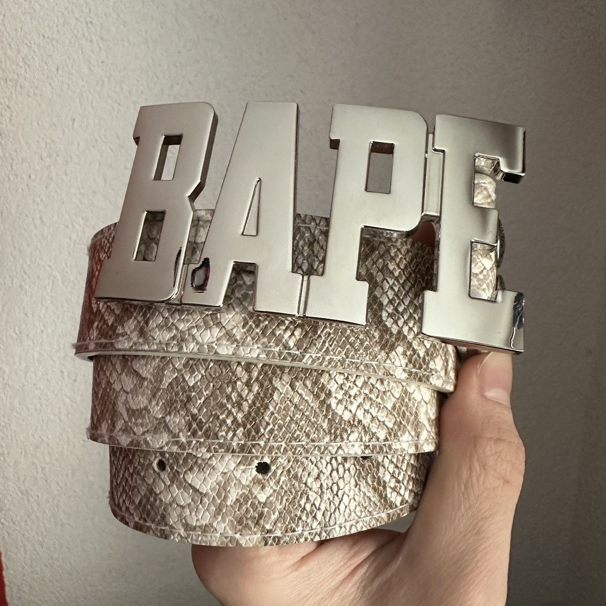 Pre-owned Bape Snake Belt In Snakeskin